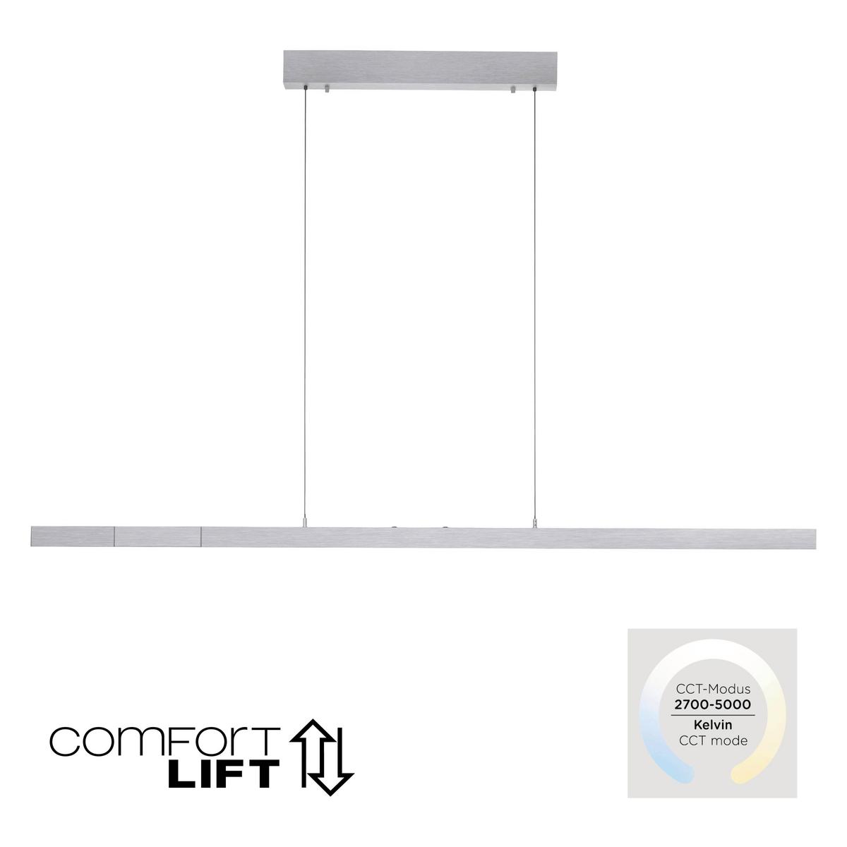 LAMPA WISZĄCA LED 2598-95 ADRIANA - kolor aluminiowy, Design, tworzywo sztuczne/metal (179/55/150cm) - Paul Neuhaus