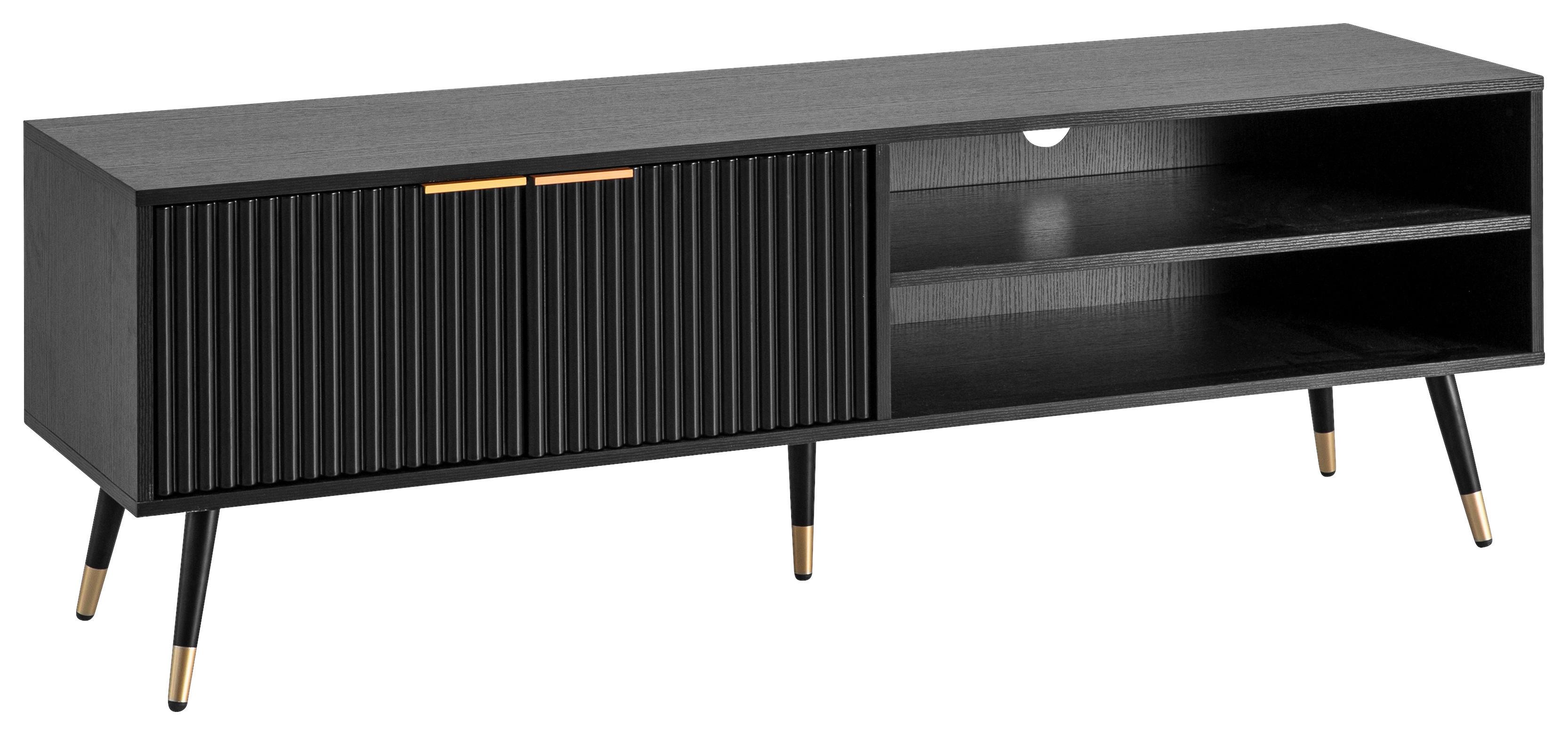 Nizka Omarica Sonoma, Črna - zlate barve/črna, Design, kovina/leseni material (150/51/39cm) - MID.YOU