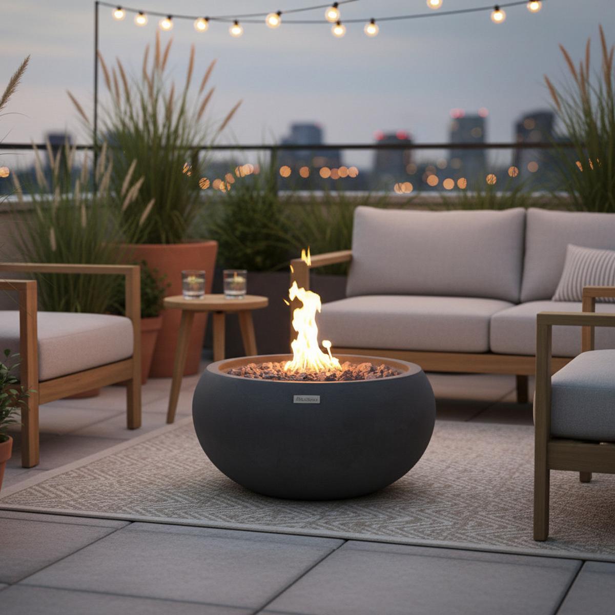 Feuerstelle York Schwarz - Schwarz, KONVENTIONELL, Stein/Metall (68/68/36cm) - Gardenson