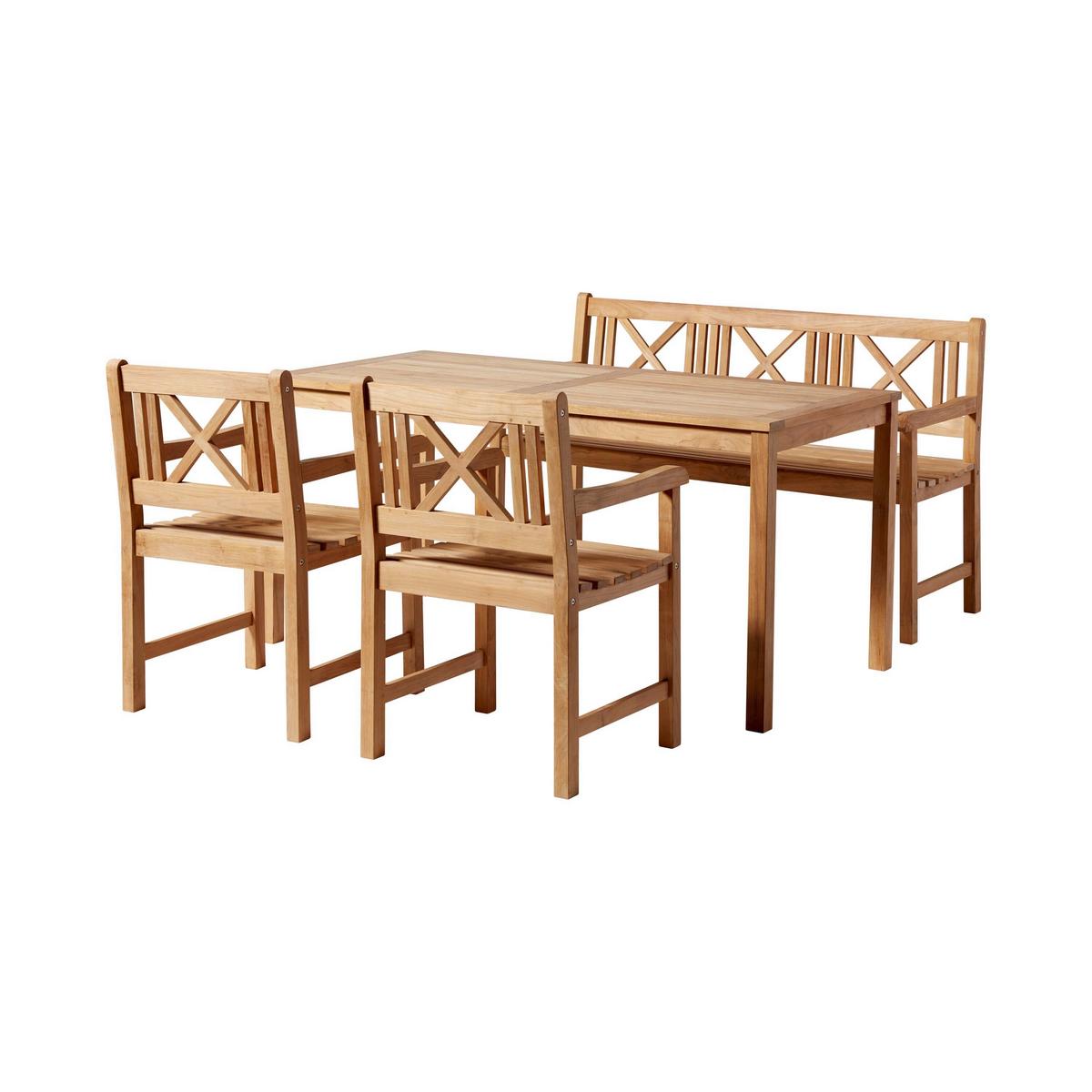 Gartentischgruppe Rosenborg Teak - Teakfarben, Natur, Holz (165/89/130cm) - Gardenson