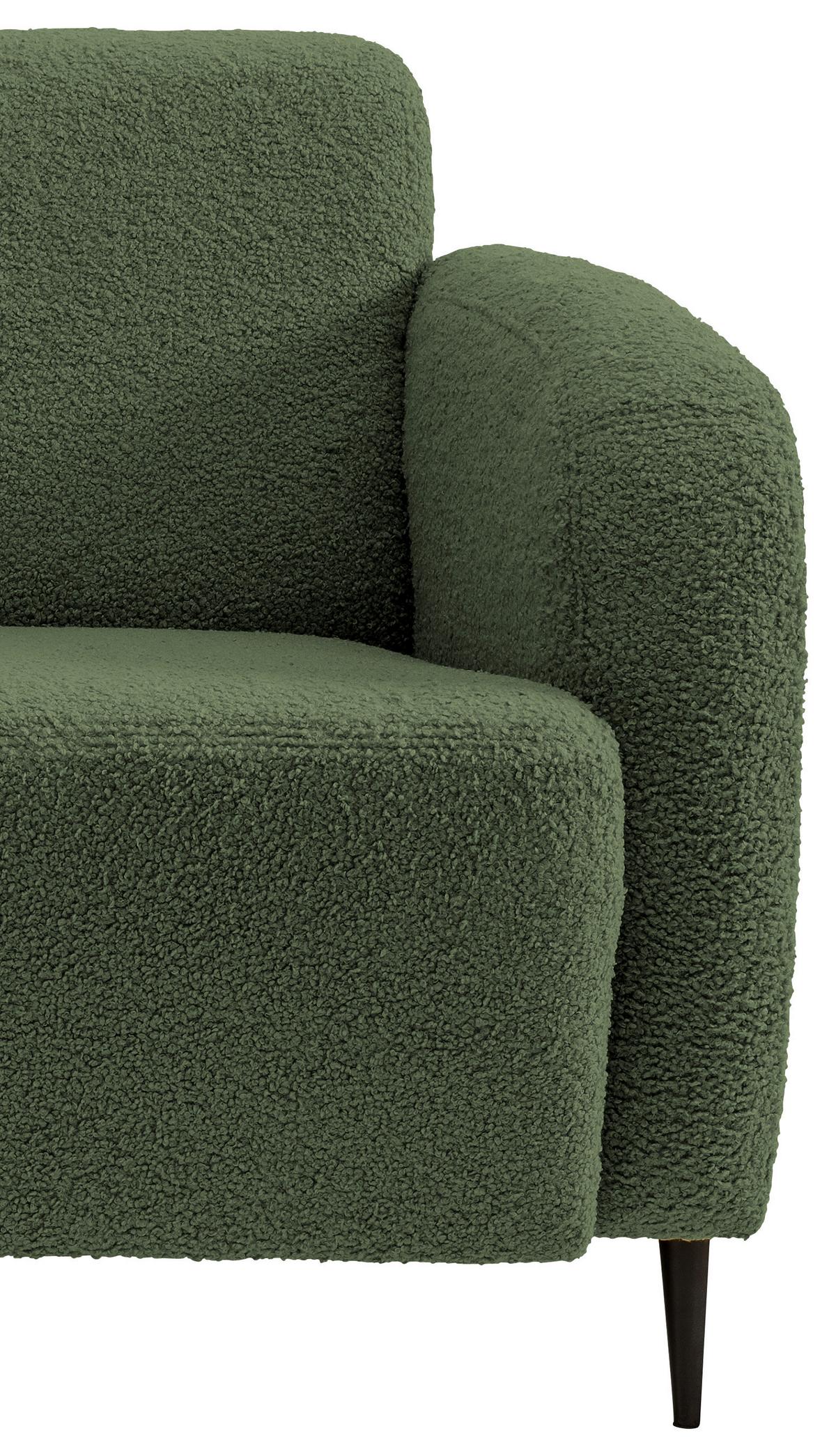 2-Sitzer-Sofa Marone Dunkelgrün Teddystoff - Dunkelgrün/Schwarz, MODERN, Textil/Metall (140/76/90cm) - Livetastic