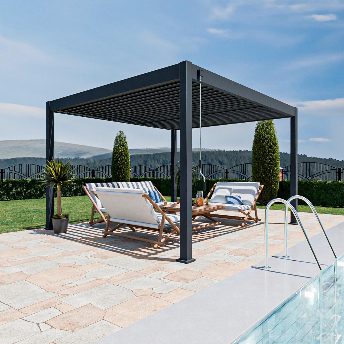 Pergola Superior, Antracit, 3,6x4m - barve grafita, Basics, kovina (360/255/400cm) - Gardenson
