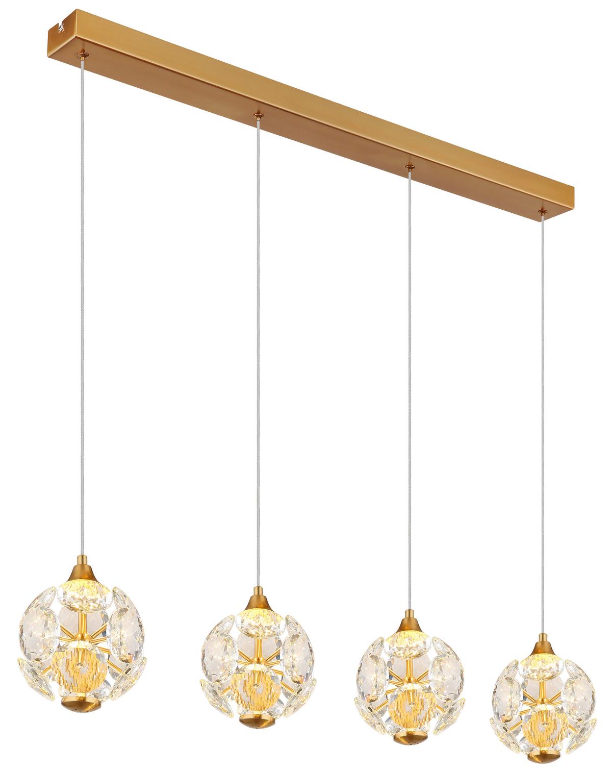 LED-HÄNGELEUCHTE 16047-4H VIRINA - Klar/Transparent, Konventionell, Glas/Kunststoff (93/15/150cm) - Globo