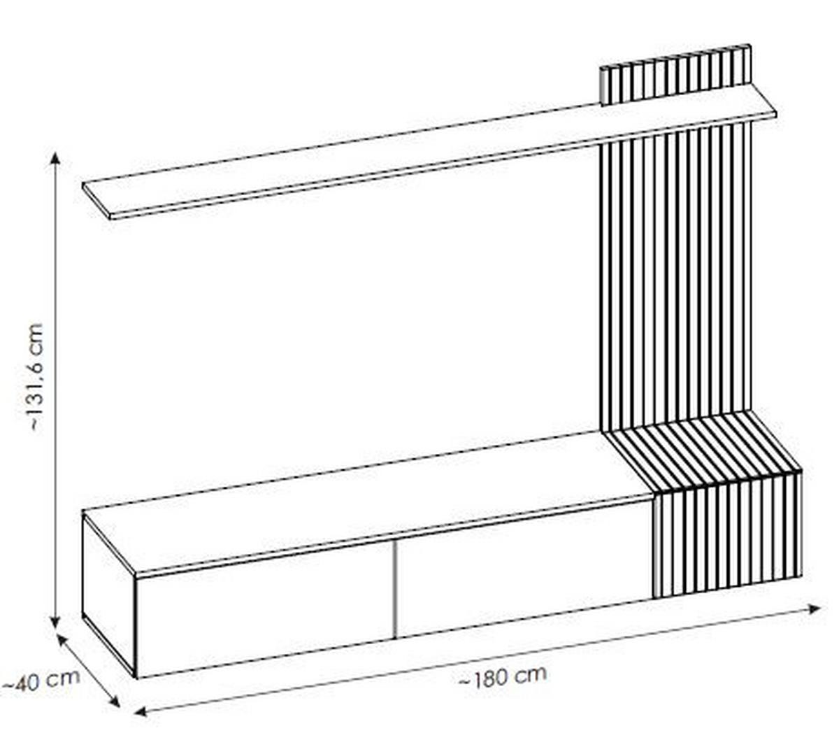 Ansamblu mobilier camera de zi SOLO - cașmir/stejar Artisan, Modern, material pe bază de lemn (180/130/40cm) - Bessagi