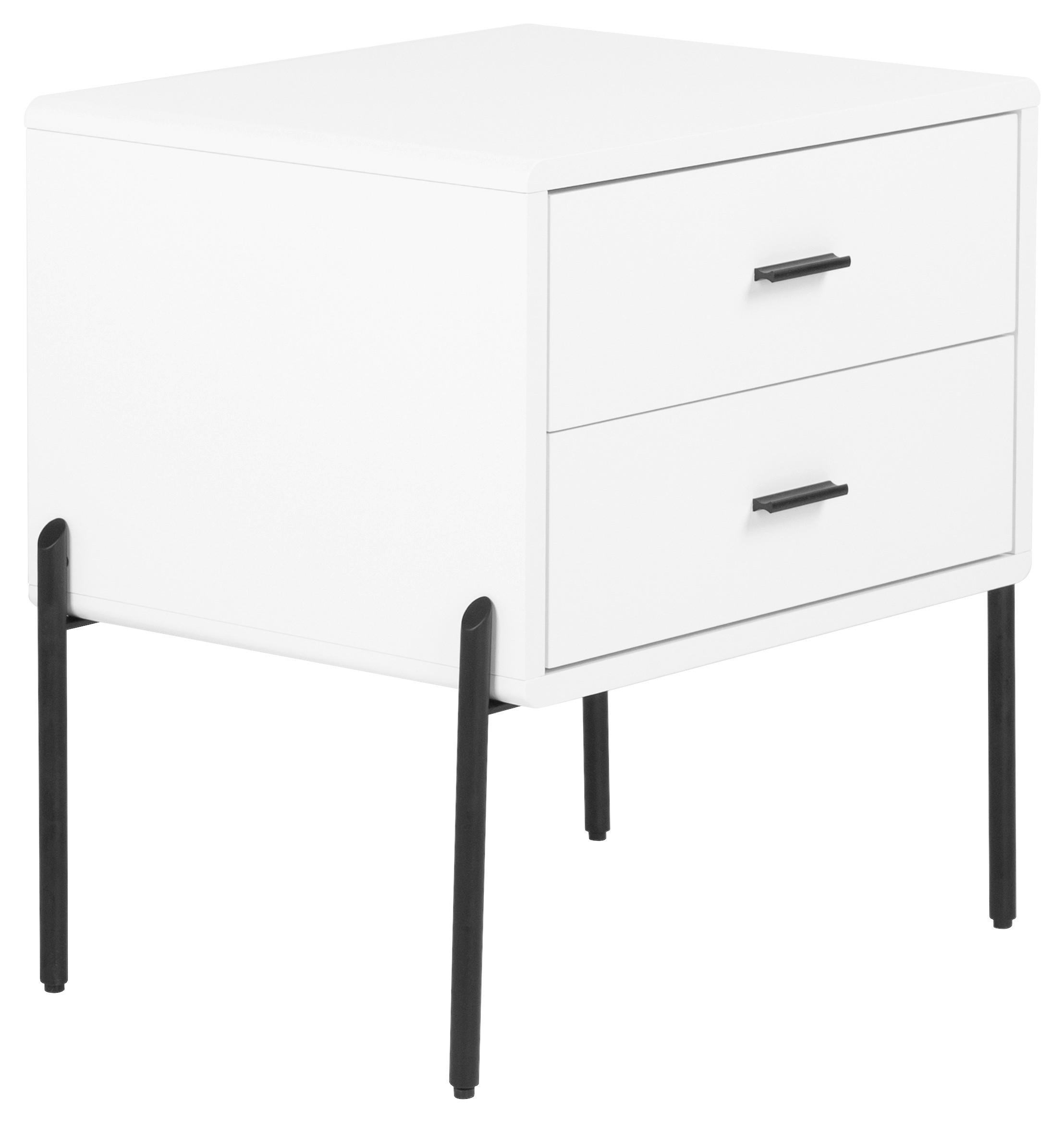 Nachttisch Pelotas Weiß/Schwarz - Schwarz/Weiß, MODERN, Holzwerkstoff/Metall (50/60/40cm) - Premium Living