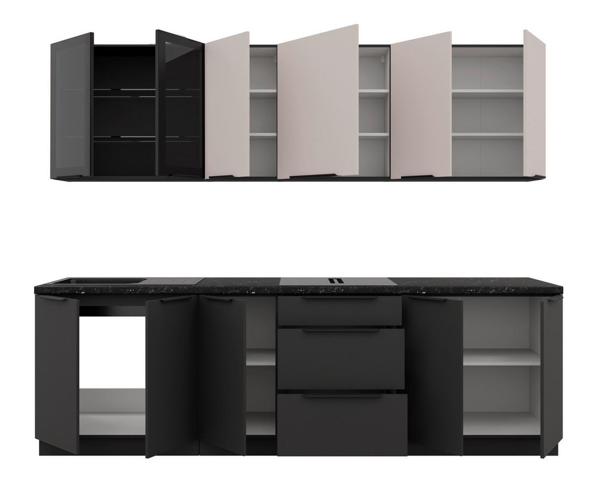 Blok Kuhinja Arona/siena - kašmir/crna, Moderno, staklo/metal (260/210/60cm) - Modern Living