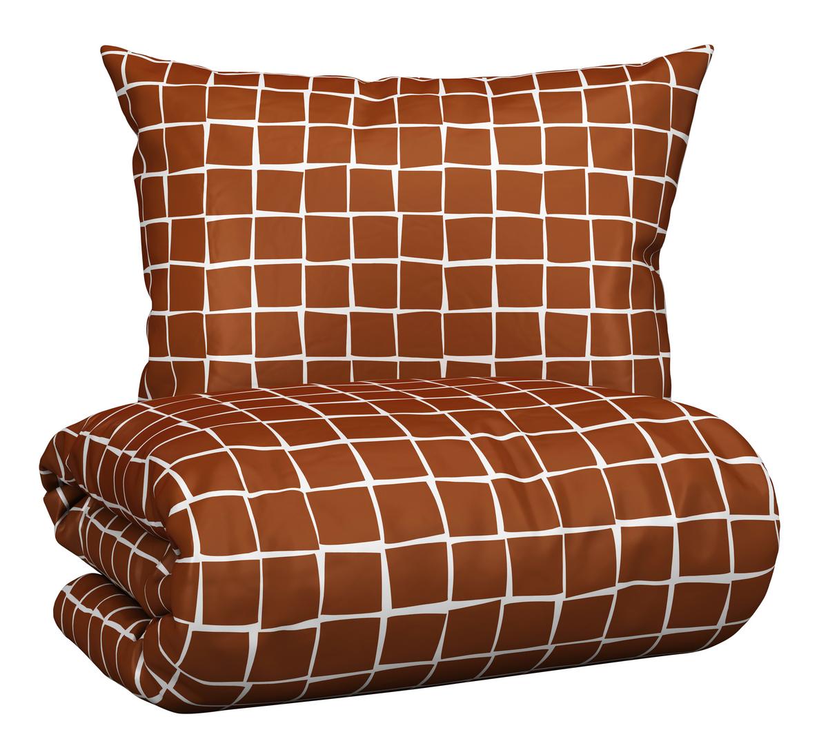 Ágyneműhuzat-garnitúra Square - barna/fehér, Konventionell, textil (140/200cm) - Modern Living