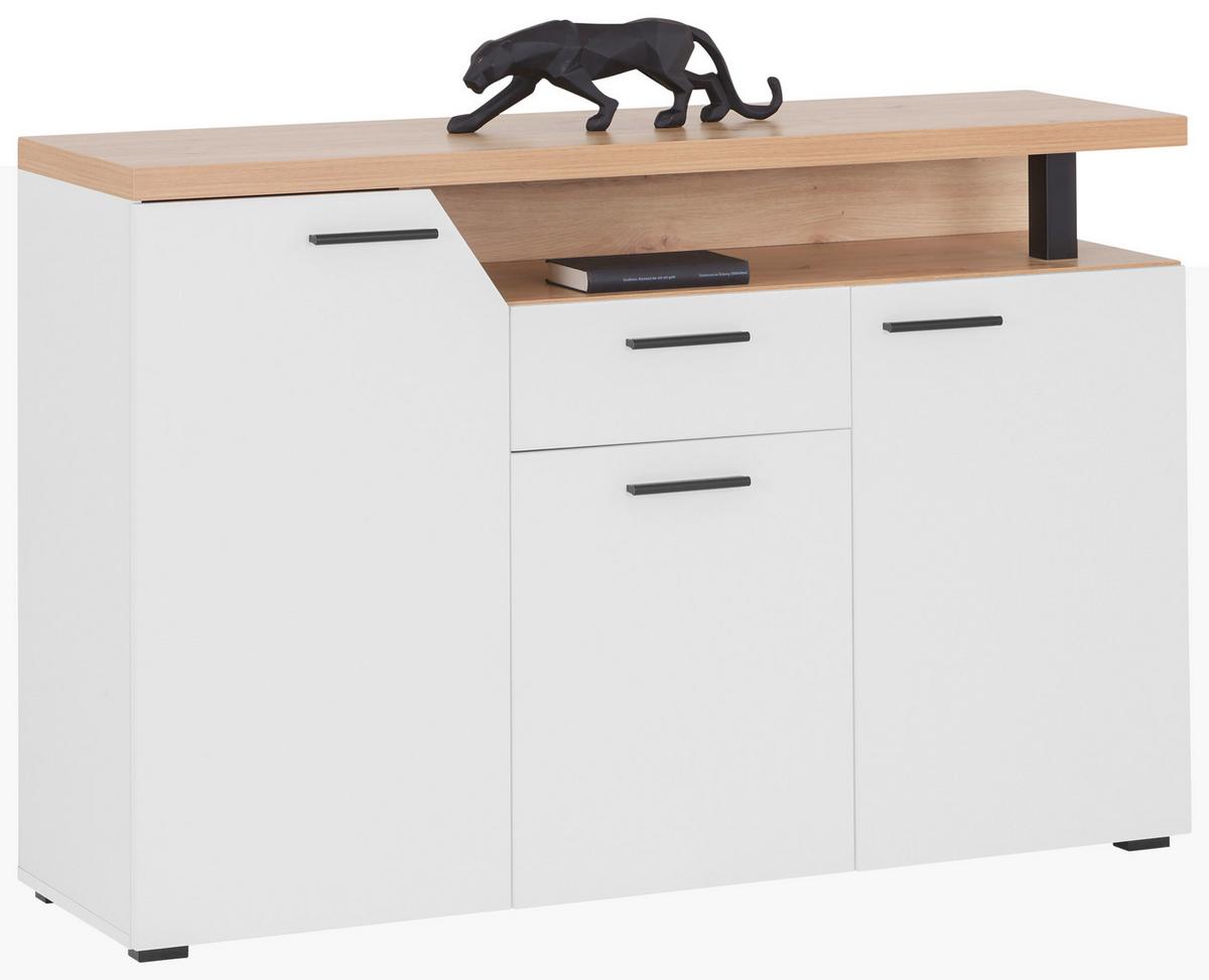 Komoda Nico - bijela/hrast Artisan, Moderno, drvni materijal/plastika (136,4/91,6/40cm) - Modern Living
