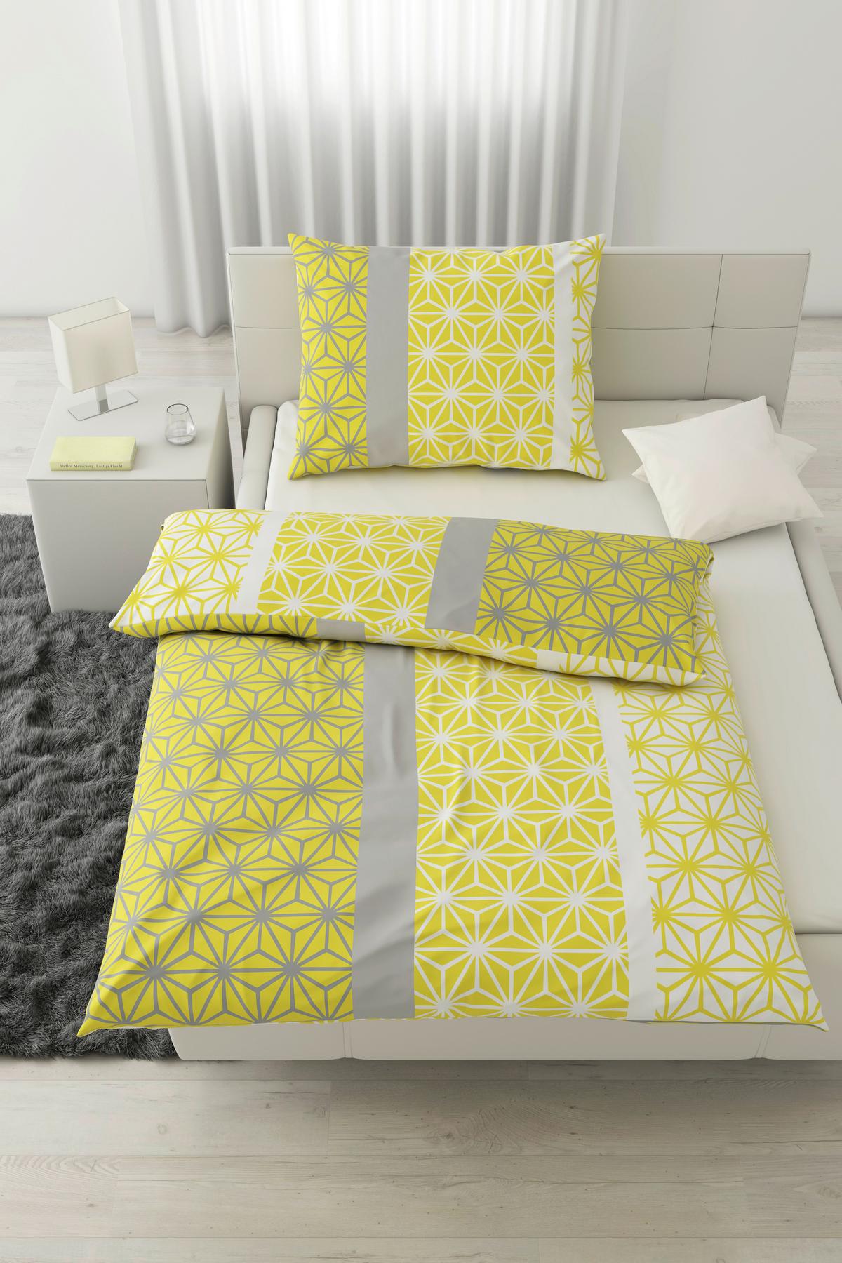 Ágyneműhuzat-garnitúra Selma Selma - sárga/fehér, Konventionell, textil (140/200cm) - Best Price