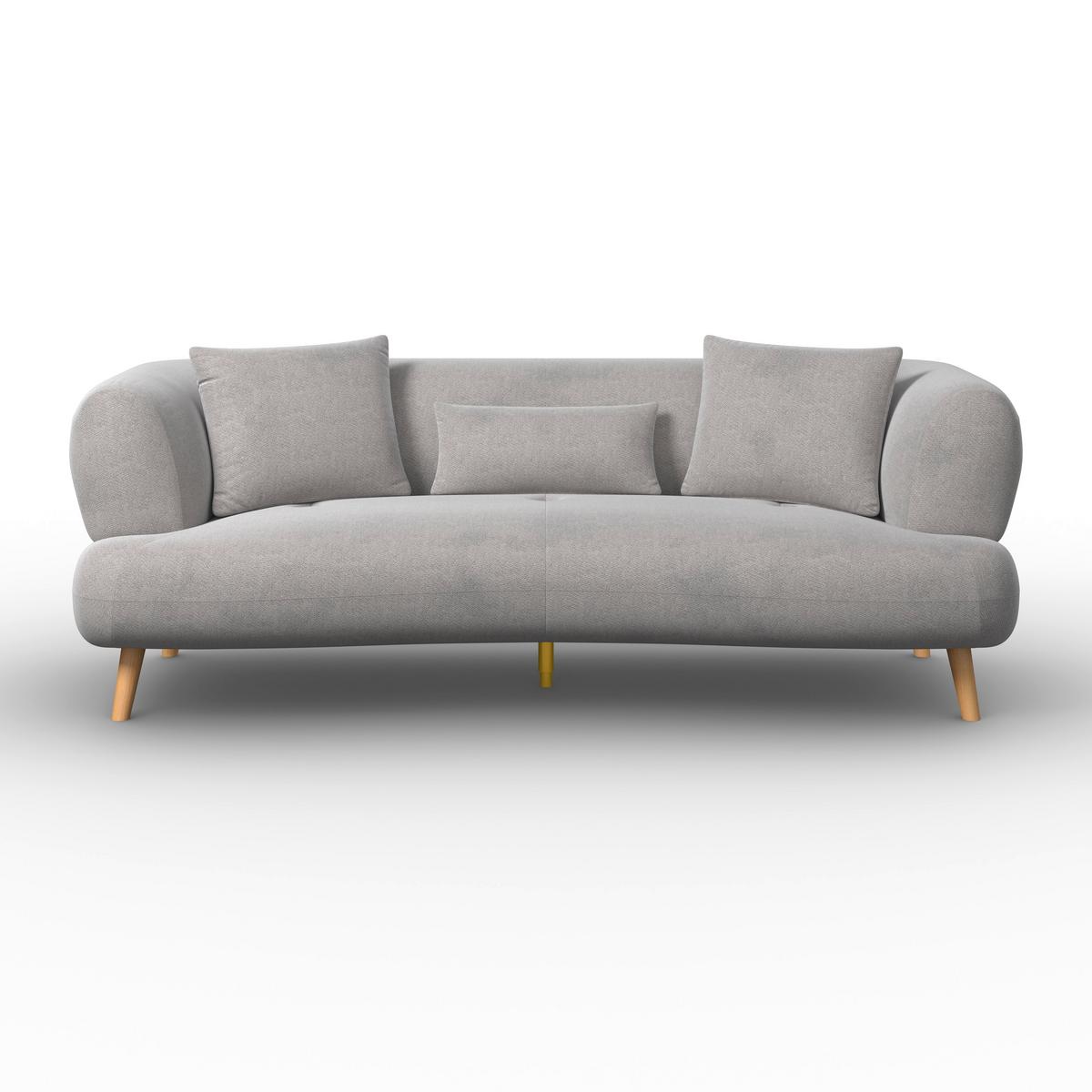 Sofa Elisabeth Bouclé Grau - Naturfarben/Grau, MODERN, Holz/Textil (216/81/94cm) - Bessagi Home