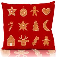 Díszpárnahuzat Gingerbread 45/45 - piros/konyak, textil (45/45cm)