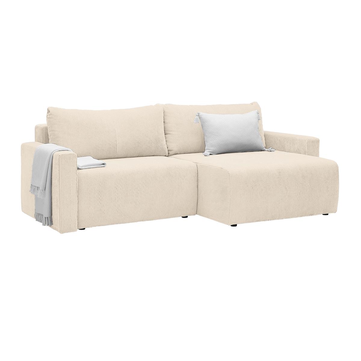 Ecksofa Dios Beige - Beige/Schwarz, MODERN, Holz/Kunststoff (228/91/146cm) - Based