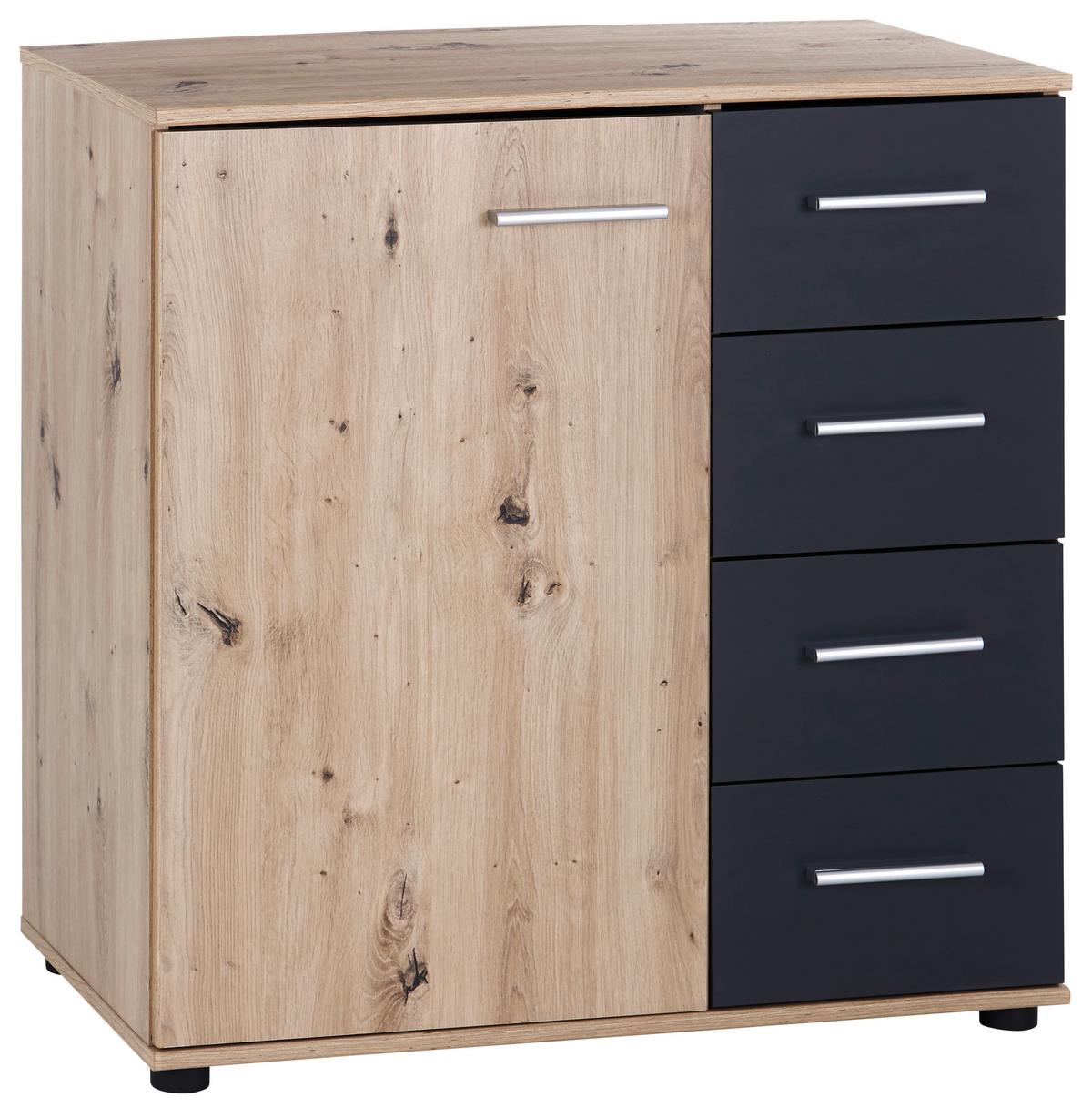 Komoda Katrin - boje grafita/boje hrasta, Konvencionalno, drvni materijal/plastika (81/83/41cm) - Based