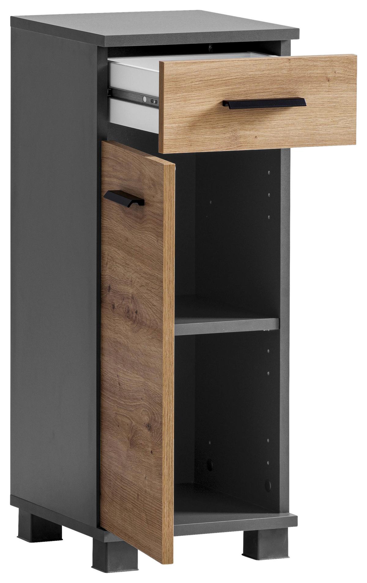 Spodnja Omarica Palermo, Antracit, Barva Hrasta - črna/antracit, Konvencionalno, kovina/umetna masa (30,3/75,3/32,6cm) - Stylife