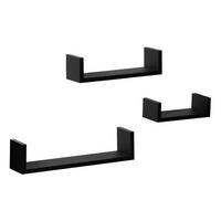 Wandboard U-Bord in Schwarz 3-teilig - Schwarz, Konventionell, Holzwerkstoff (42-32-22/9,5/10-8,5-7cm) - Mömax