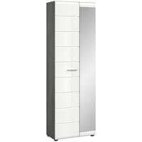 Garderobenschrank Salsa ca. 60x192x37cm Weiß/Rauchsil. - Weiß Hochglanz/Silberfarben, Design, Holzwerkstoff/Kunststoff (60/192/37cm) - MID.YOU