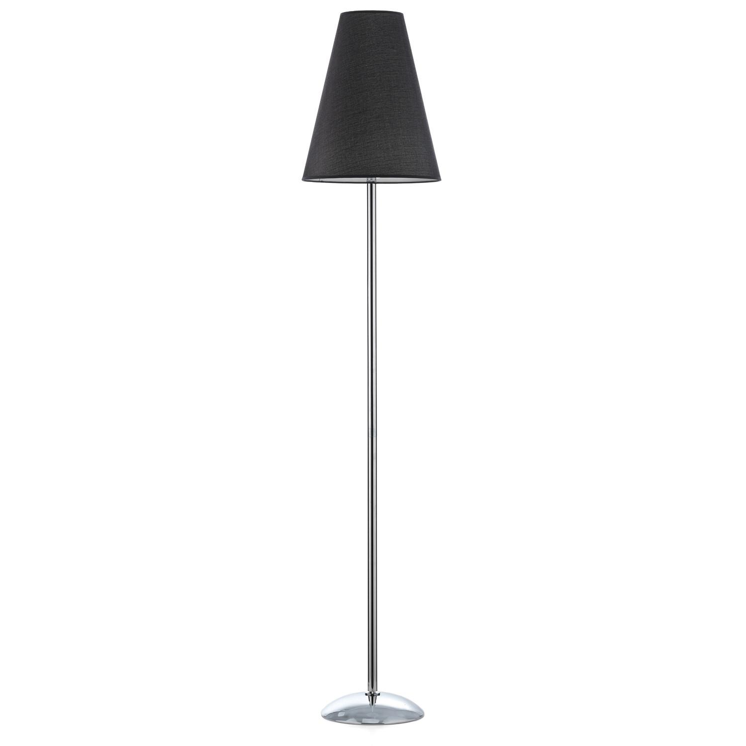 Stehleuchte Richard nero Schwarz/Chrom max. 22 Watt - Chromfarben/Schwarz, KONVENTIONELL, Textil/Metall (35/180cm)