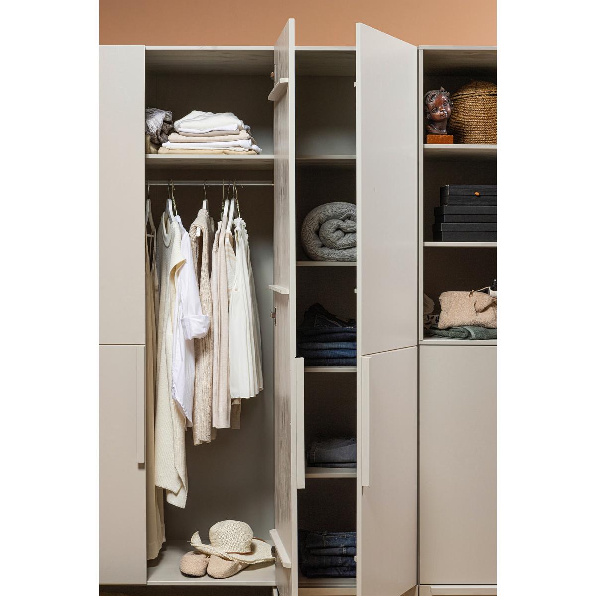 Garderobenschrank Pure Hellgrau - Hellgrau, Design, Holz (142/215/60cm) - Livetastic