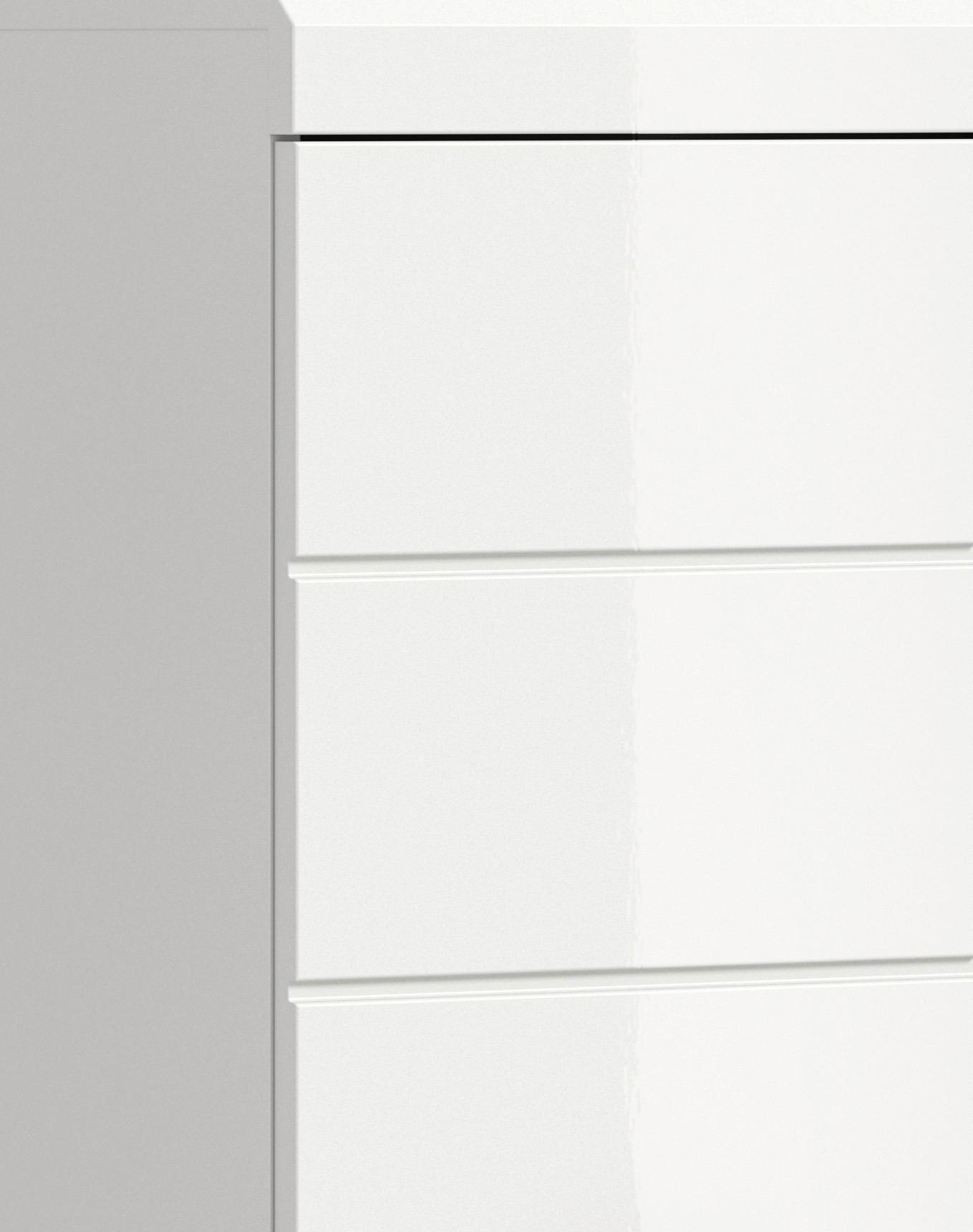 Badezimmer SCOUT 5-teilig Weiß Hochglanz - Weiß Hochglanz/Silberfarben, MODERN, Glas/Holzwerkstoff (164cm) - MID.YOU