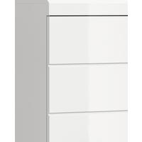 Badezimmer SCOUT 5-teilig Weiß Hochglanz - Weiß Hochglanz/Silberfarben, MODERN, Glas/Holzwerkstoff (164cm) - MID.YOU