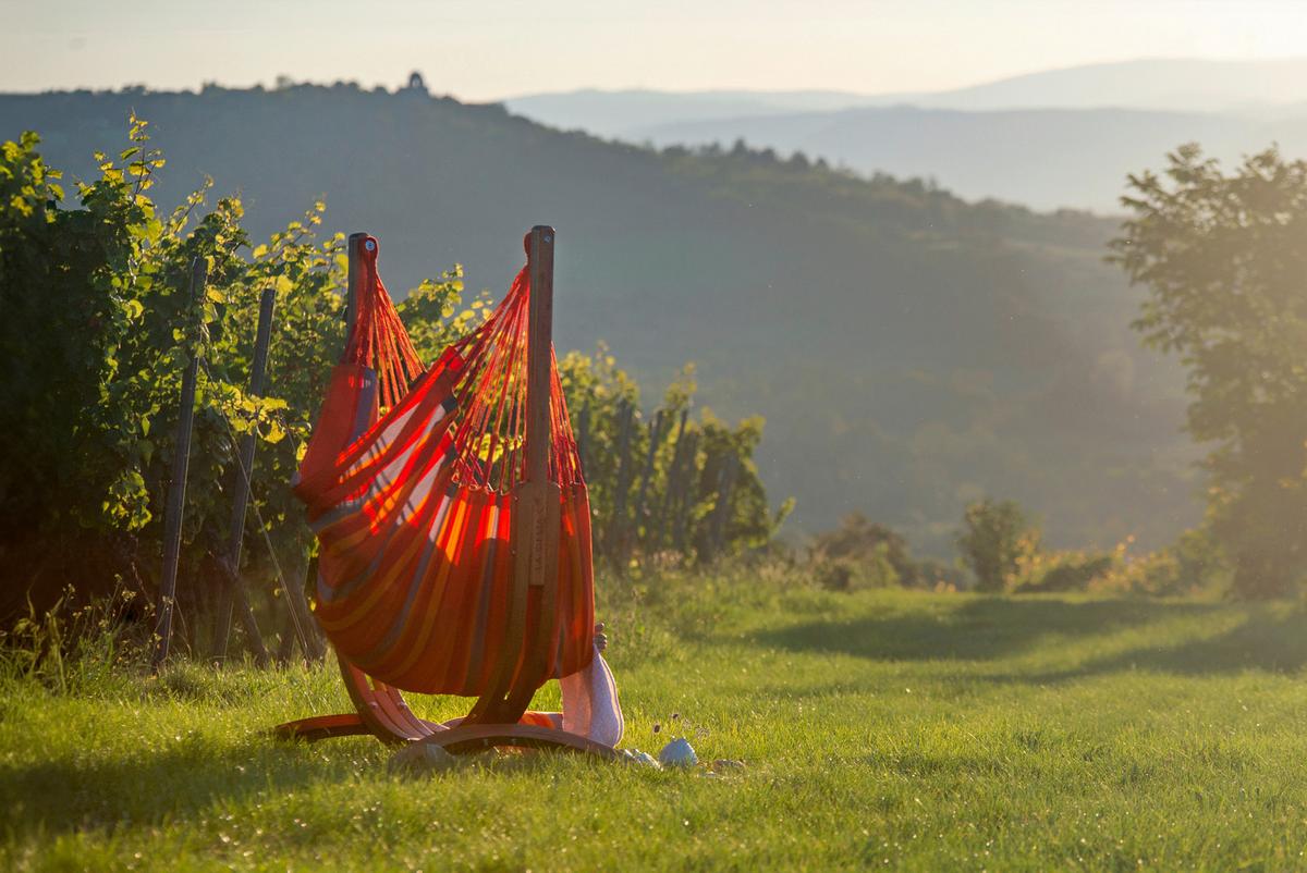 Hängematte Hammock Echtholz Gelb/Grau/Naturfarben - Eukalyptusholzfarben/Gelb, KONVENTIONELL, Holz/Textil (100/152/92cm) - La Siesta