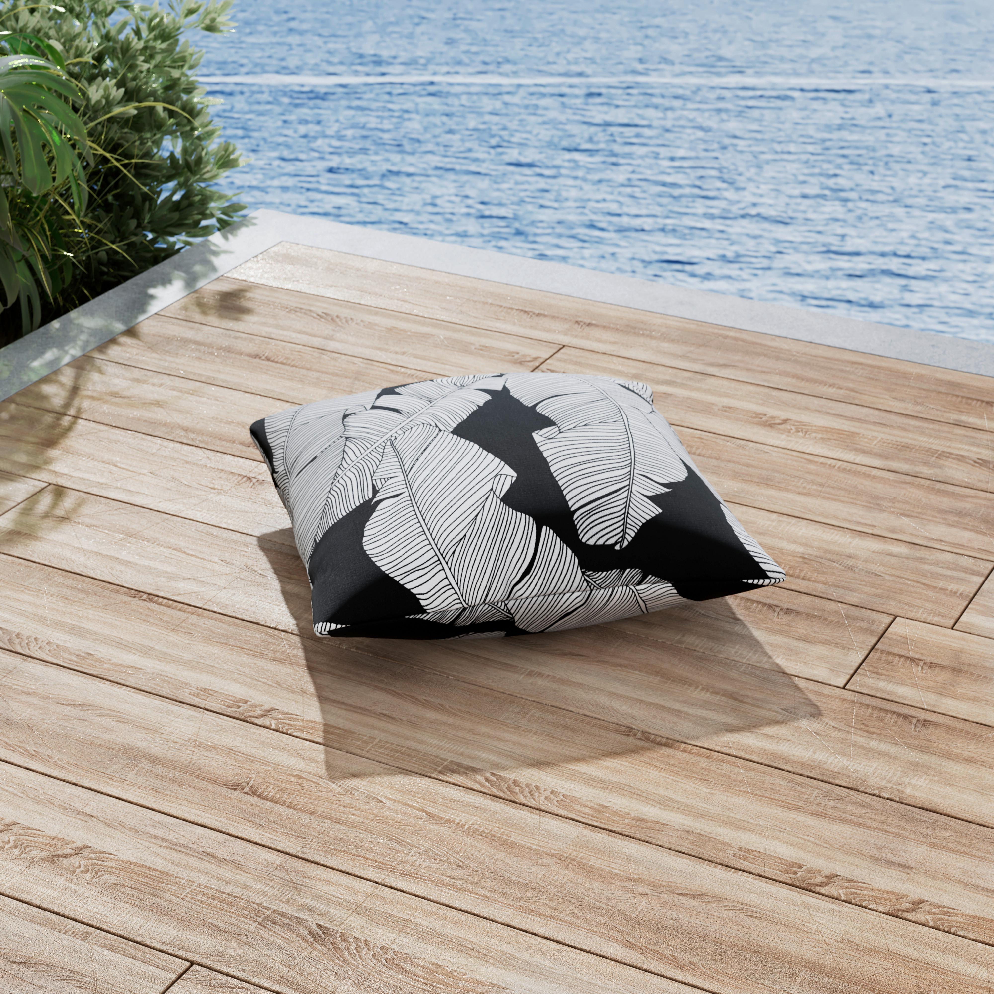 Outdoorkissen Natalia Schwarz/Weiß ca. 45x45 cm - Schwarz/Weiß, MODERN, Textil (45/45/10cm) - Bessagi Garden