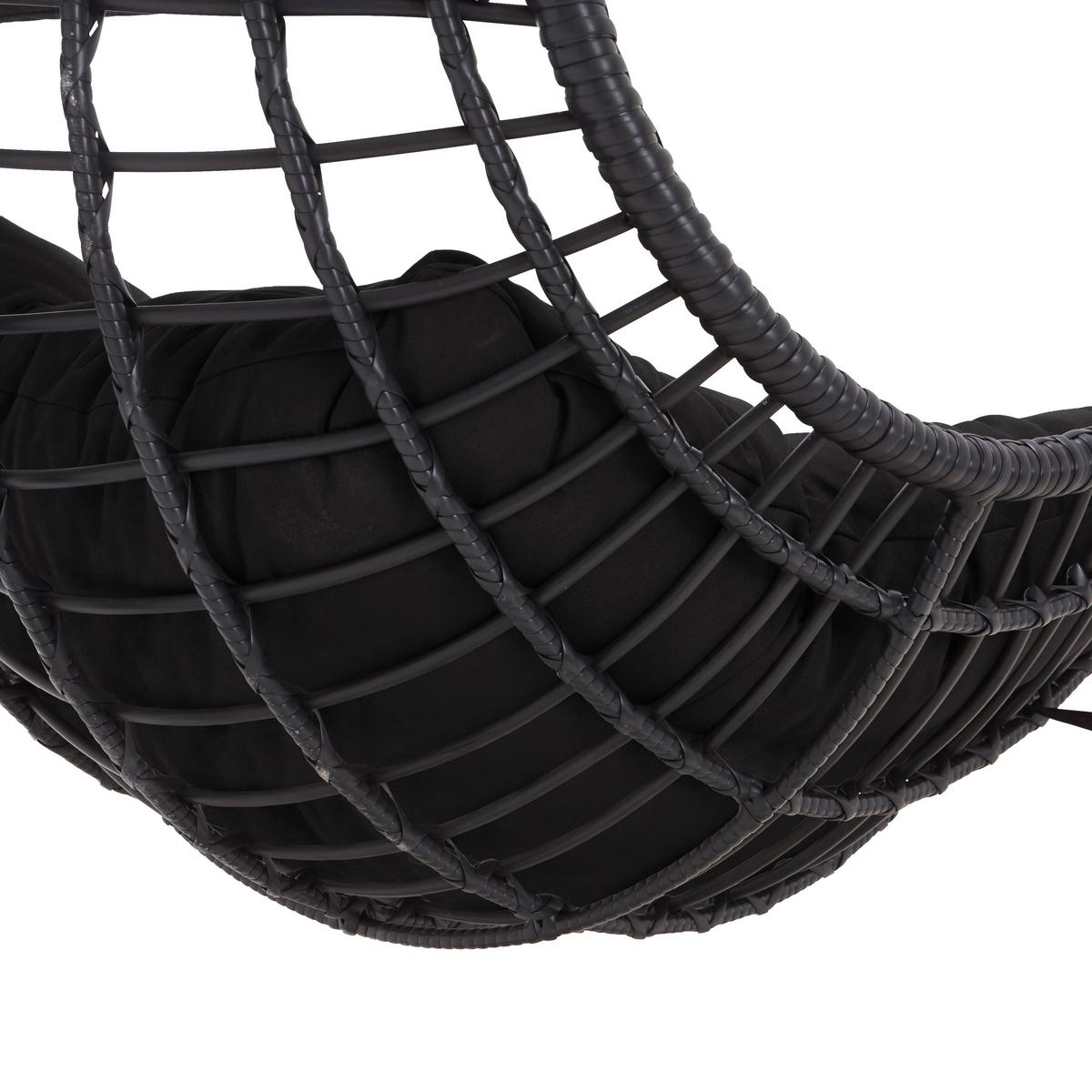 Hängesessel Caitlin in Schwarz mit Auflage - Schwarz, Kunststoff/Textil (110/198/105cm) - Bessagi Garden