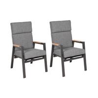 GARTENSTUHL-SET STAPELSTUHL BARLETTA, 2ER SET - Dunkelgrau/Schwarz, MODERN, Kunststoff/Textil (60,5/112/68cm) - Gardenson