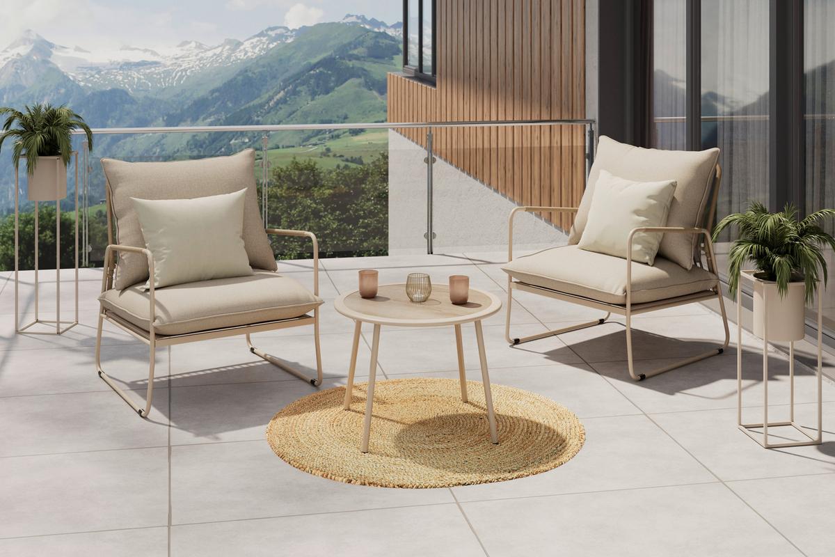 Balkonset Male Beige - Beige, MODERN, Kunststoff/Textil