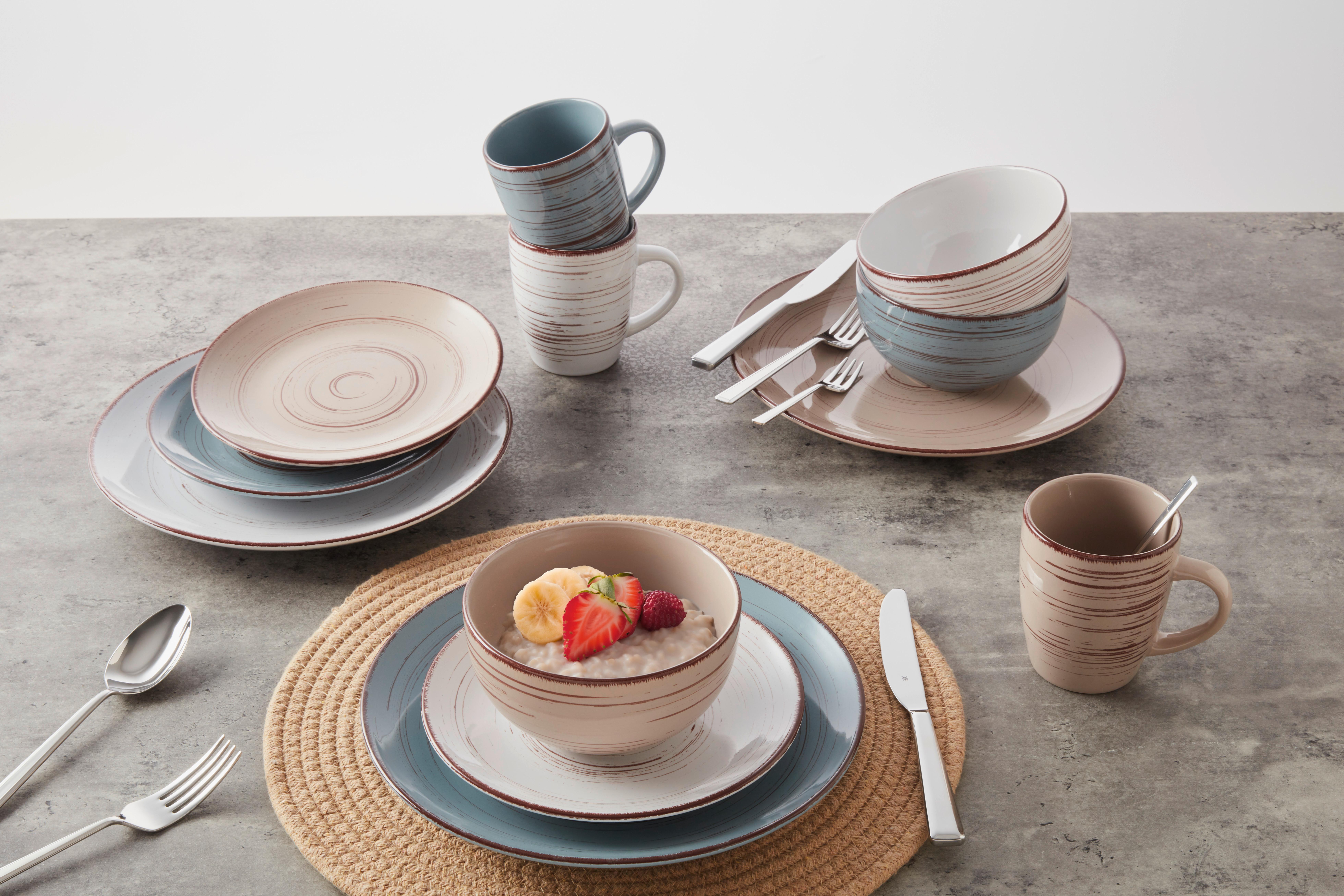 Kombiservice Kelly Blau/Braun/Weiß, 24-teilig - Blau/Braun, MODERN, Keramik - Mömax