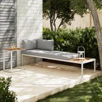 GARTENLIEGE EDUARDO - Grau/Akaziefarben, Modern, Holz/Textil (200/60/70cm) - Bessagi Garden