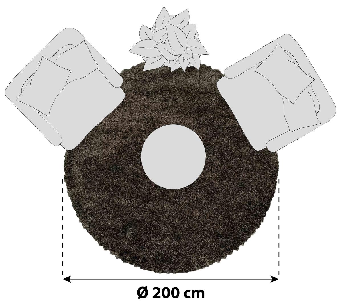 Hochflorteppich Fluffy Braun Ø ca. 200cm - Braun, Basics, Textil (200cm)