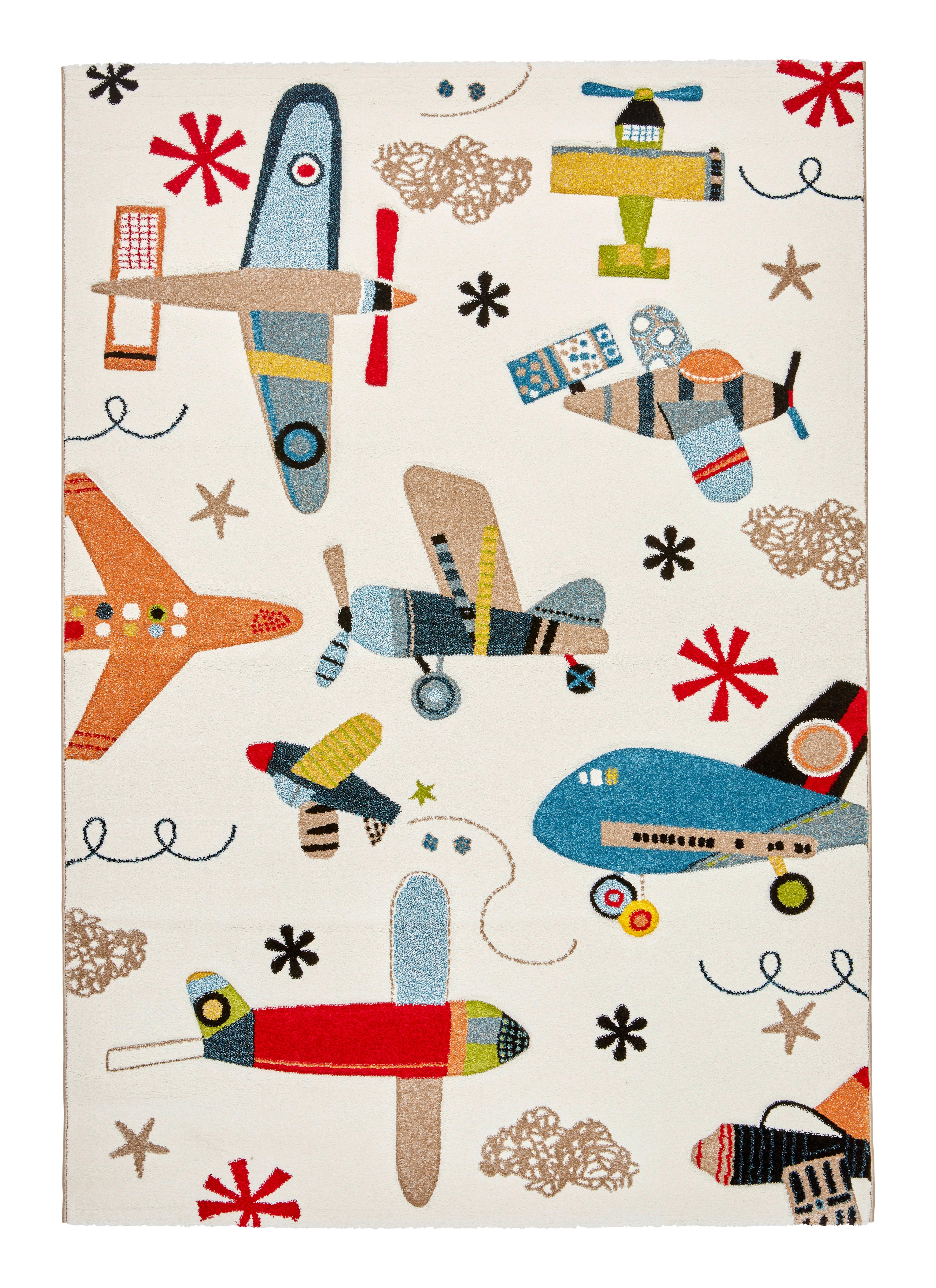 Kinderteppich Flugzeug in Bunt ca. 120x170cm - Multicolor, Textil (120/170cm) - Mömax