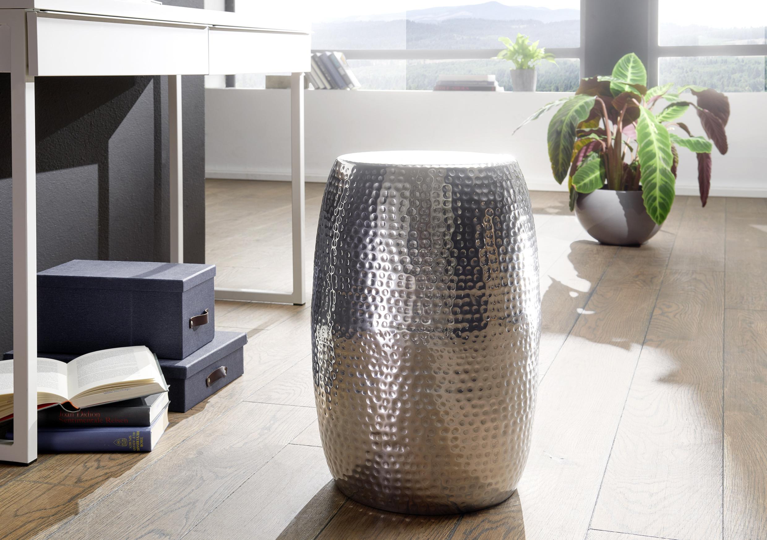 Beistelltisch "WL5.457" , Ø ca. 25 cm, silber - Silberfarben, LIFESTYLE, Metall (30/30/49,5cm) - MID.YOU