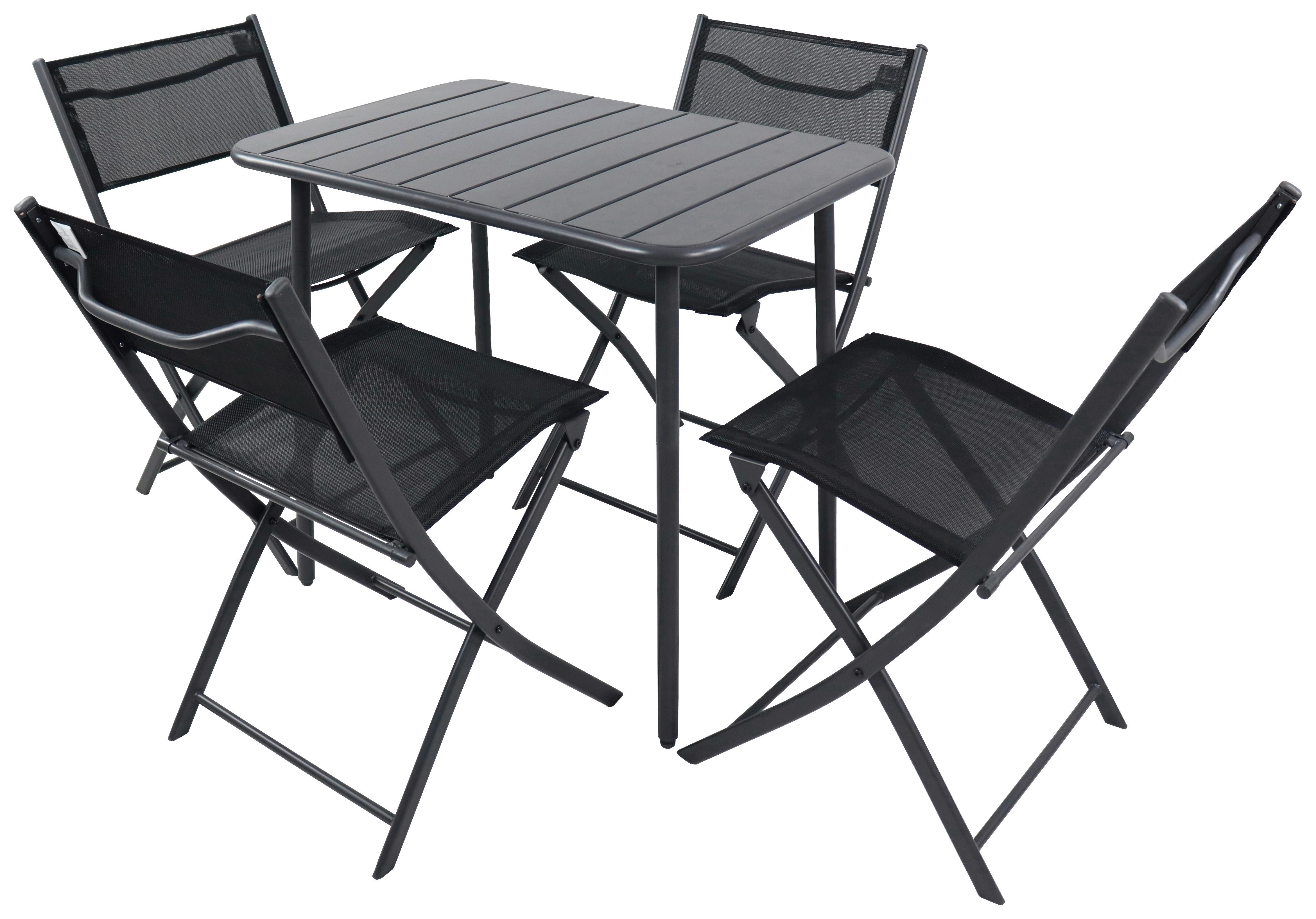 GARTENTISCHGRUPPE SUMILA - Schwarz, Modern, Kunststoff/Textil - Ambia Garden