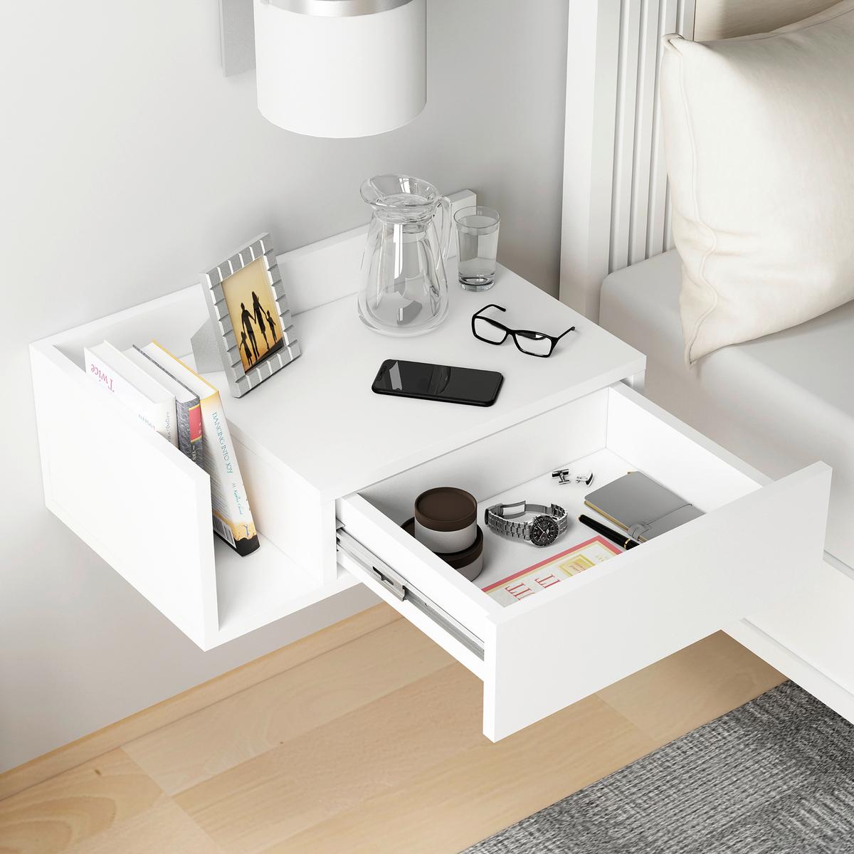 NACHTTISCH HEPHAISTOS - Weiss, Design, Holzwerkstoff (60/21,4/35cm) - MID.YOU