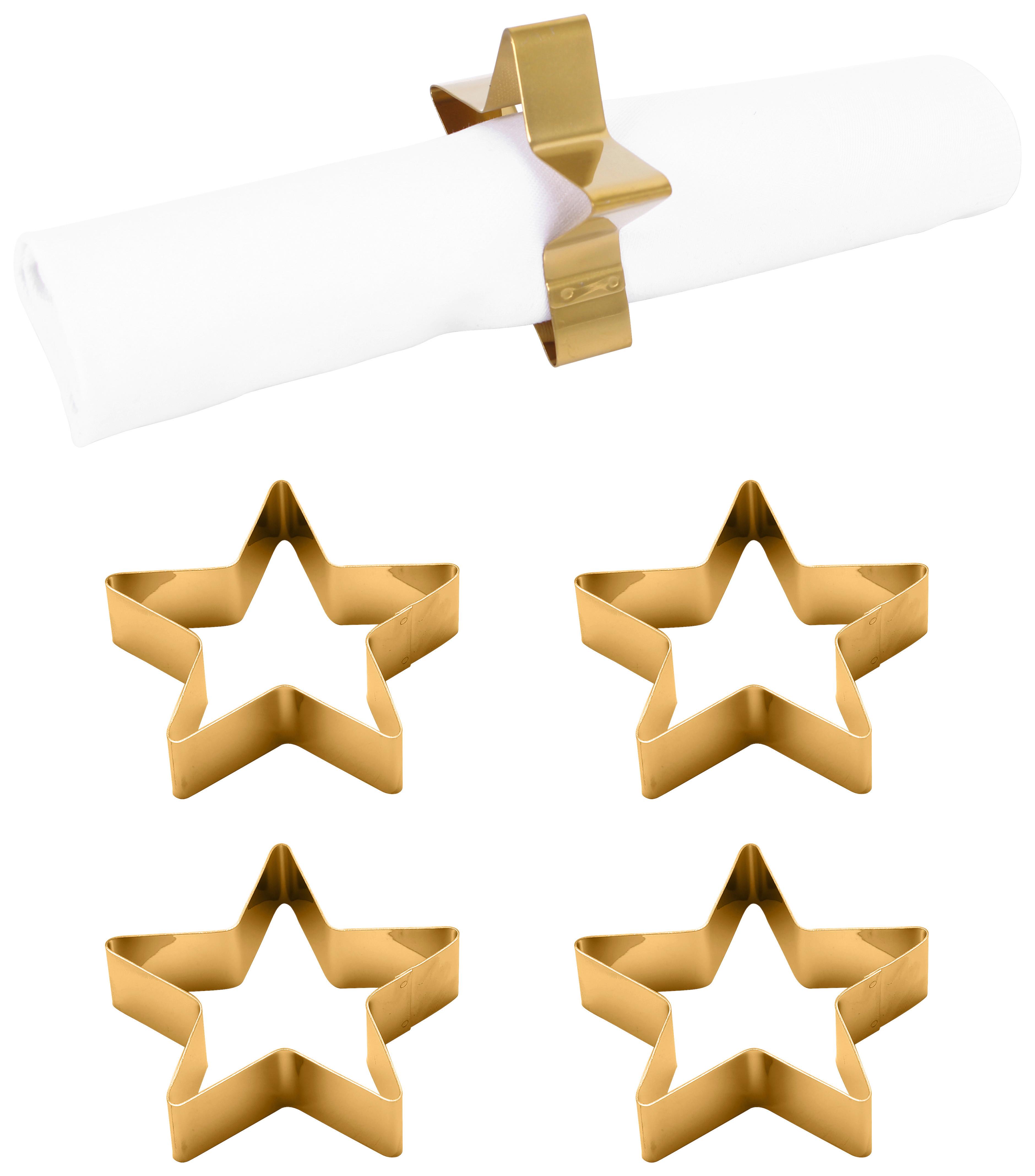 Obroček Za Serviete Star, 4 Kos - zlate barve, Design, kovina (7cm) - Echtwerk