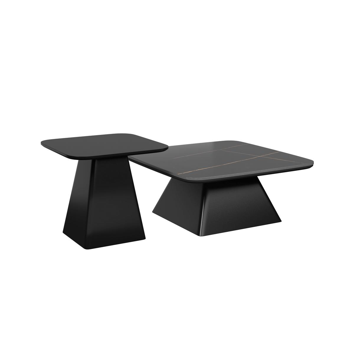 Couchtisch Thiago Schwarz 2-er Set MDF/Stein - Schwarz, MODERN, Holzwerkstoff/Stein - Bessagi Home