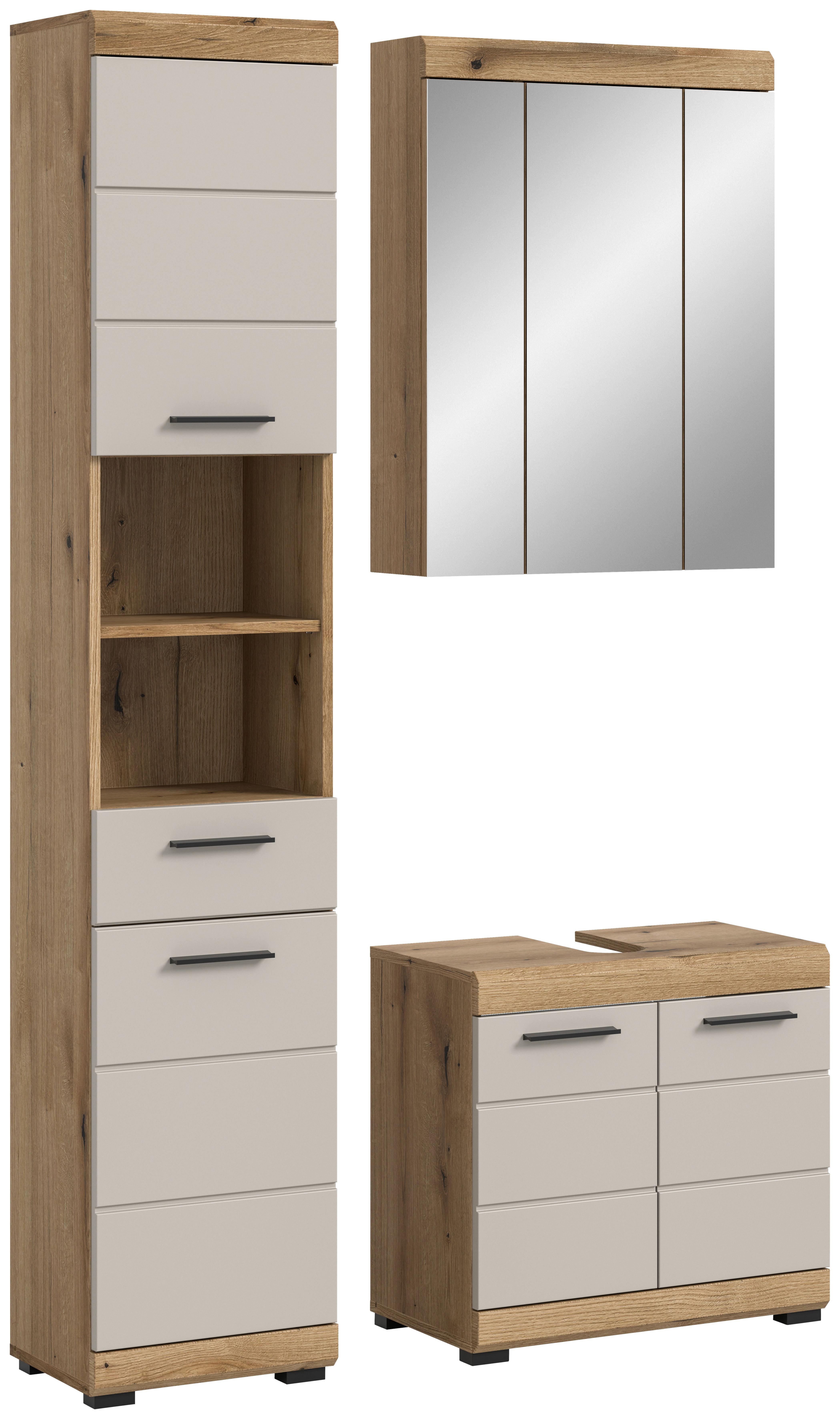 Badezimmer Scout 3-tlg. ca. 97 cm Kaschmir - Kaschmir/Schwarz, MODERN, Glas/Holzwerkstoff (97cm) - MID.YOU