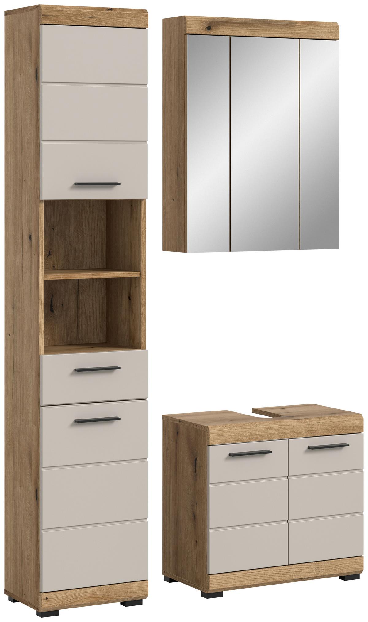 Badezimmer Scout 3-tlg. ca. 97 cm Kaschmir - Kaschmir/Schwarz, MODERN, Glas/Holzwerkstoff (97cm) - MID.YOU