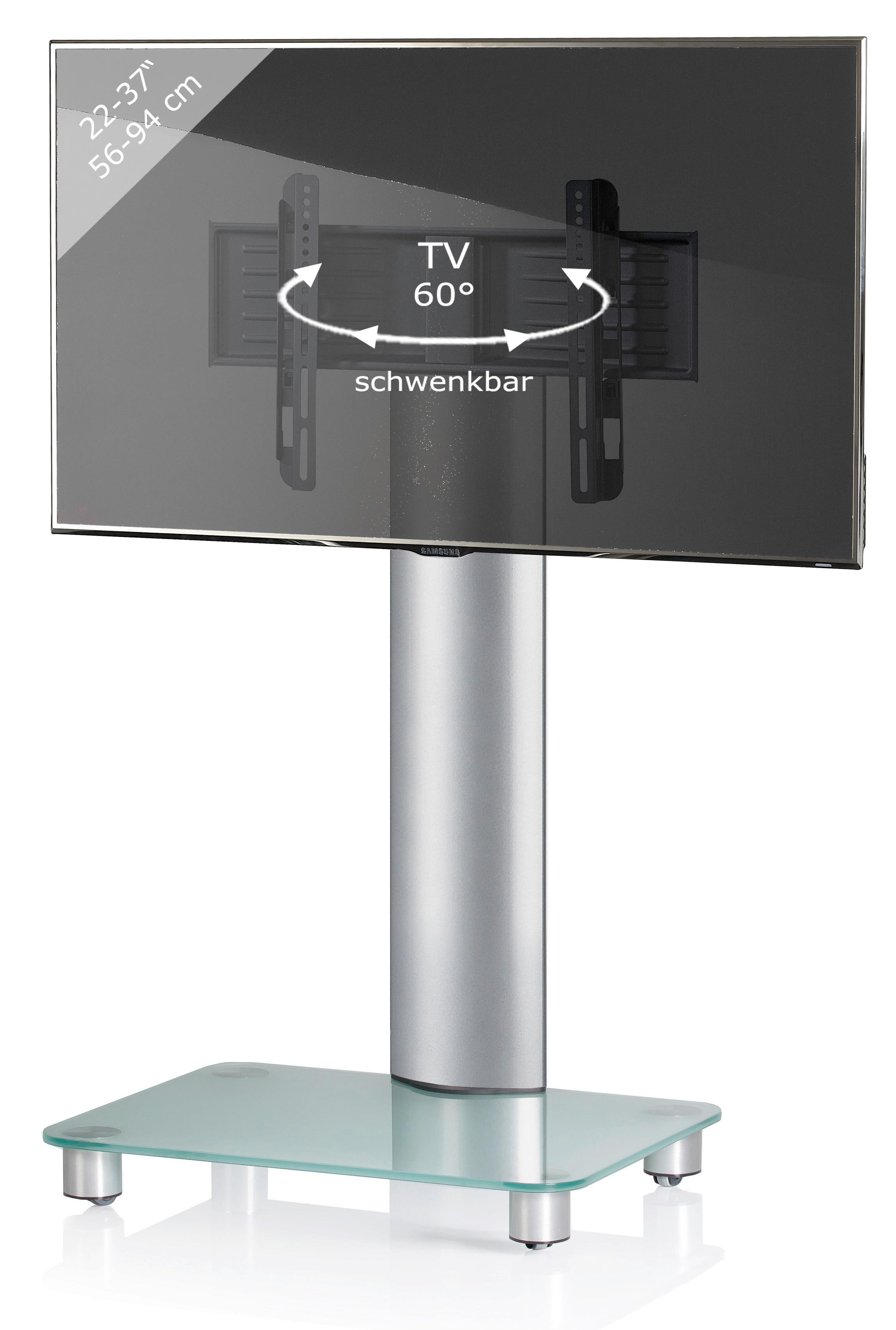 Stojalo Za Tv Bilano Srebrna, 60 Cm - srebrne barve, Konvencionalno, kovina/steklo (60/100/44cm) - MID.YOU