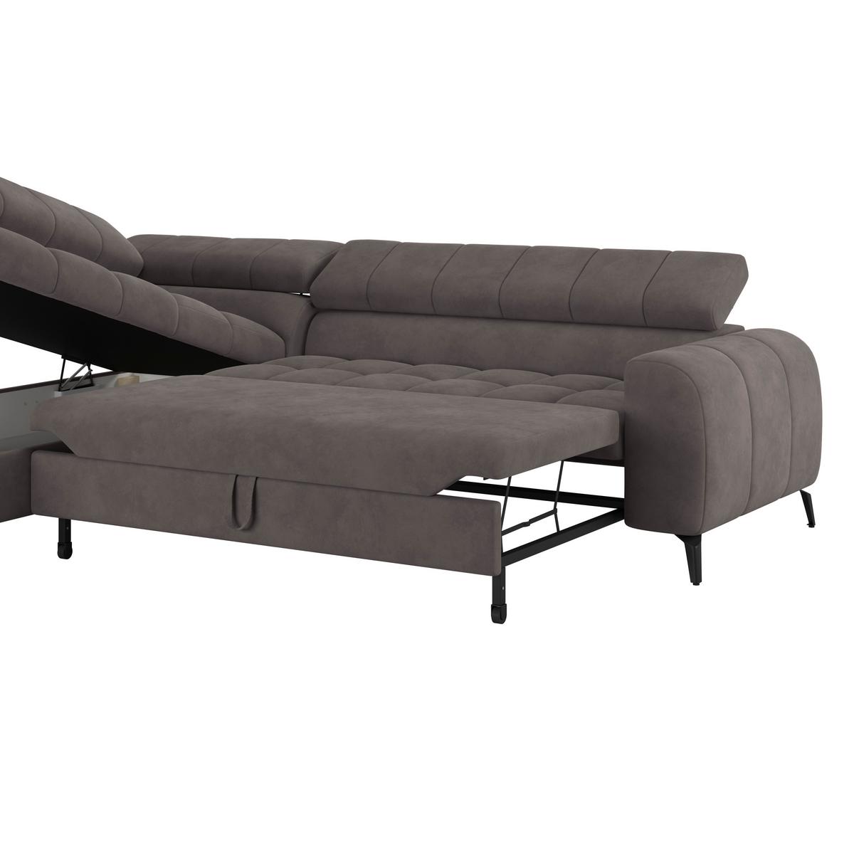 Kutna Garnitura Volf - boje grafita/tamno siva, Trend, tekstil/metal (203/261cm)