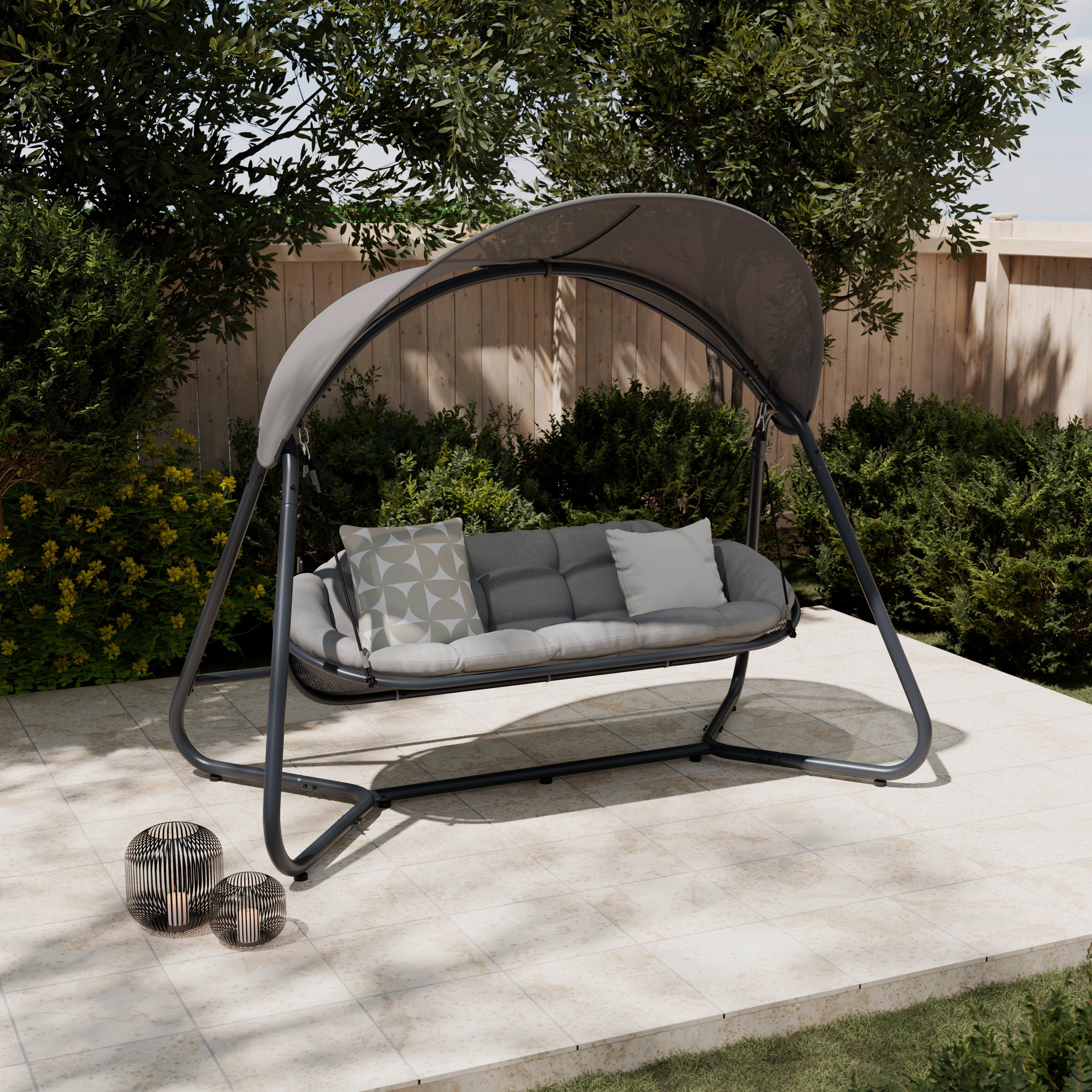 Hintaágy Holiday - világosszürke/antracit, Modern, textil/fém (234/141,5/200cm) - Mömax