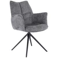 Armlehnstuhl Lucia Graphitfarben - Anthrazit/Graphitfarben, Lifestyle, Textil/Metall (62/90/64cm) - Premium Living