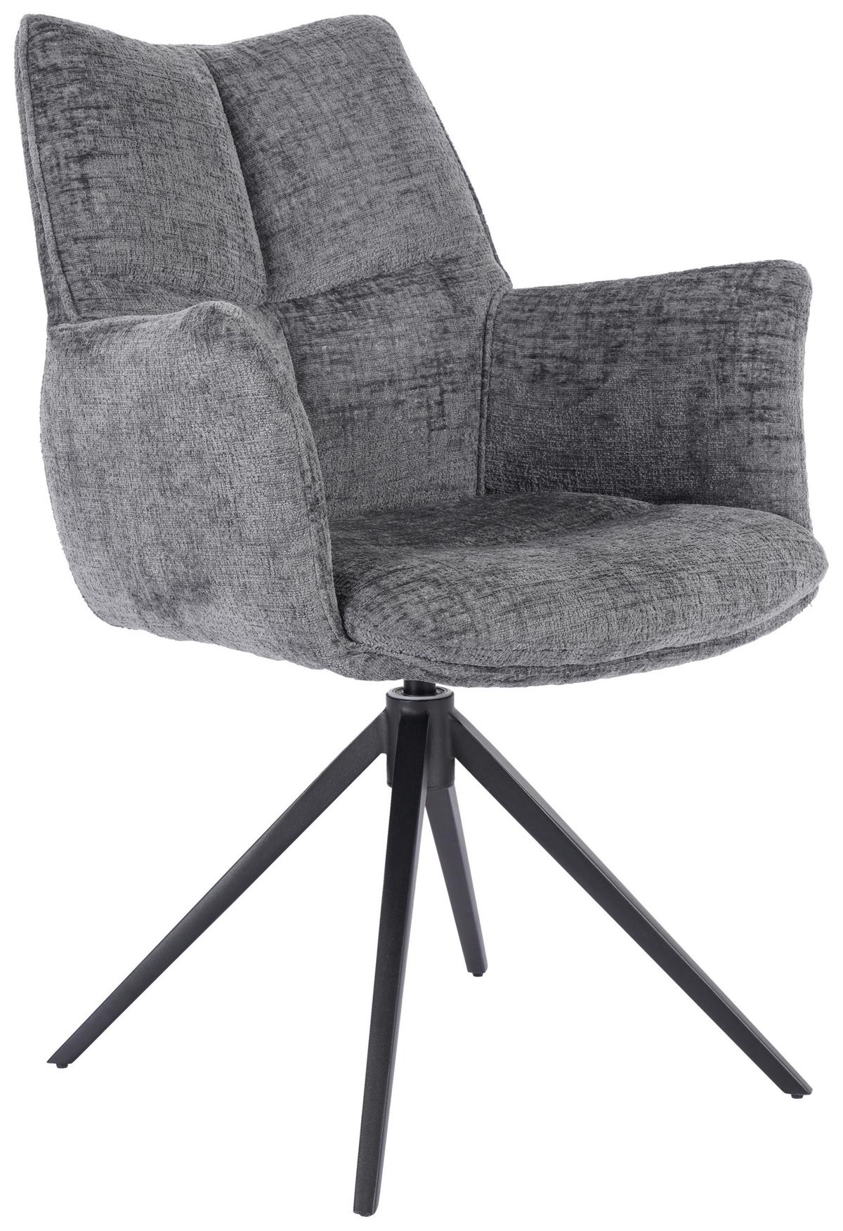 Armlehnstuhl Lucia Graphitfarben - Anthrazit/Graphitfarben, Lifestyle, Textil/Metall (62/90/64cm) - Premium Living
