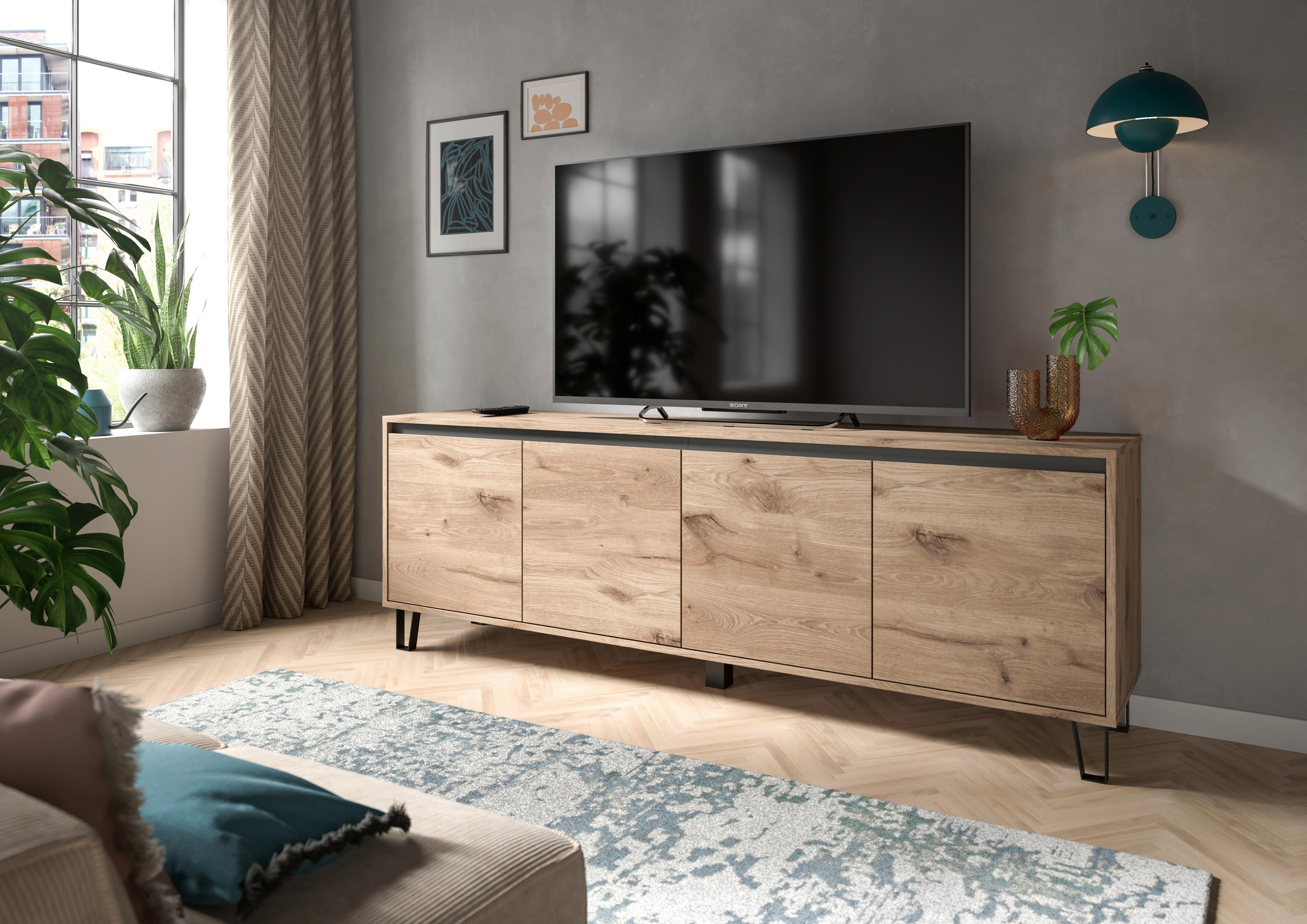 Tv Komoda Balton - Design, drvni materijal/metal (184/64/40cm) - Modern Living