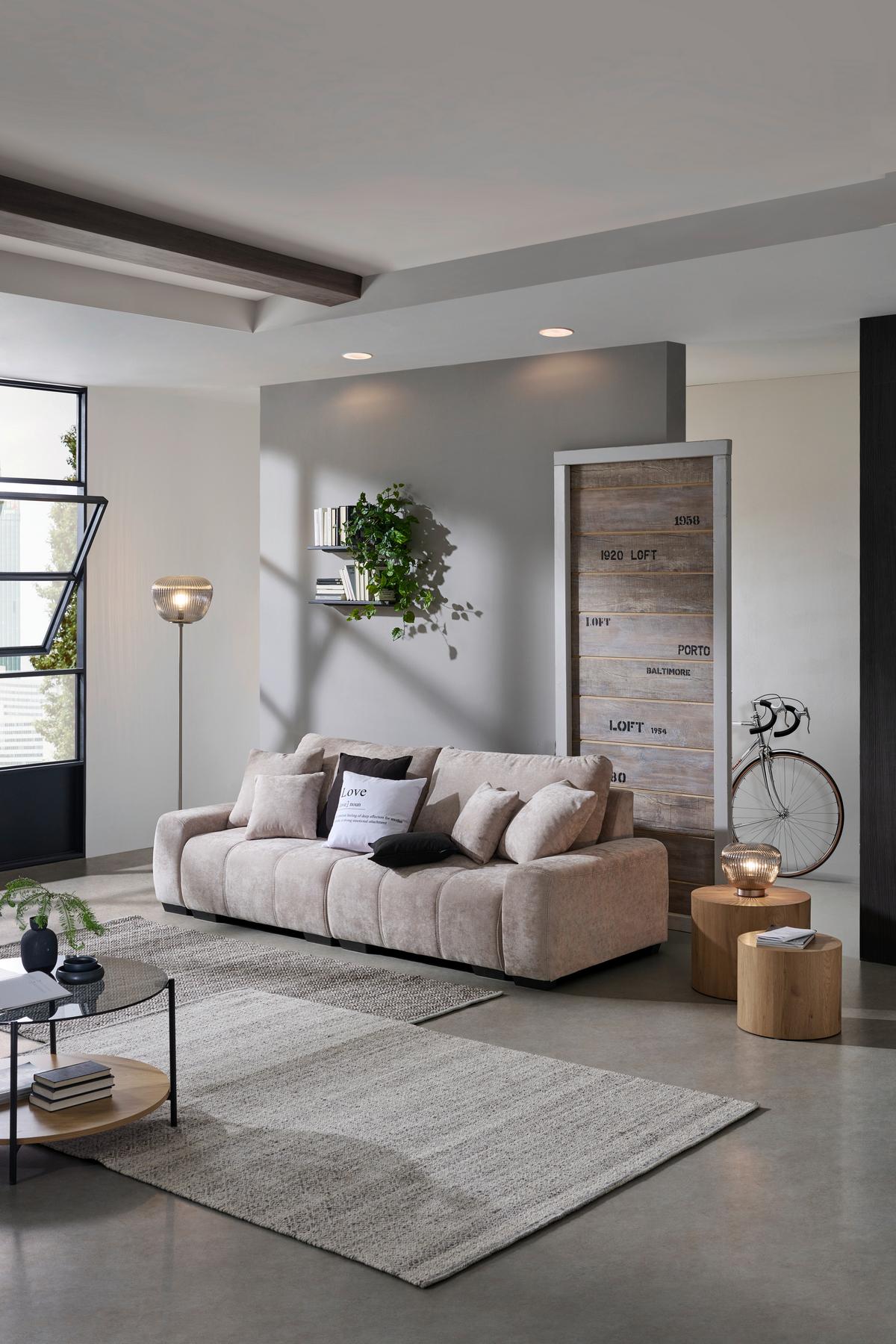 Mega Sofa Toledo - tamno smeđa/bež, Konvencionalno, tekstil/plastika (250/100/90cm) - Best Price