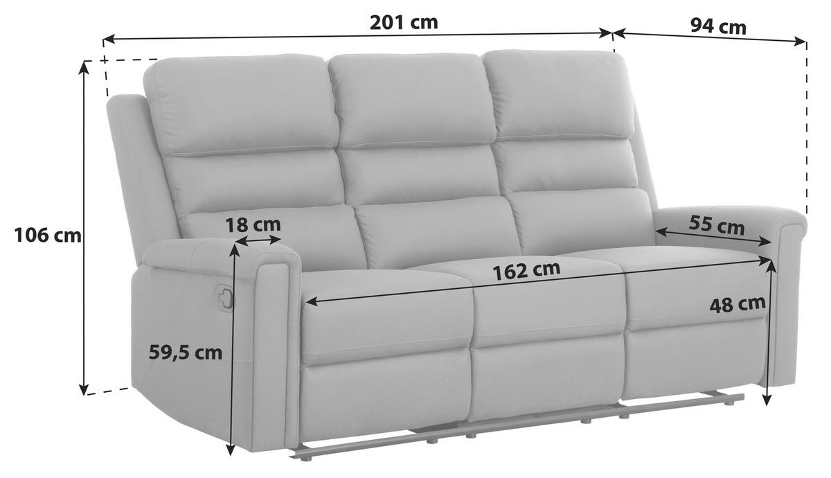 Trosed Trevo, Temno Siva - temno siva, Konvencionalno, kovina/tekstil (201/106/94cm) - P & B