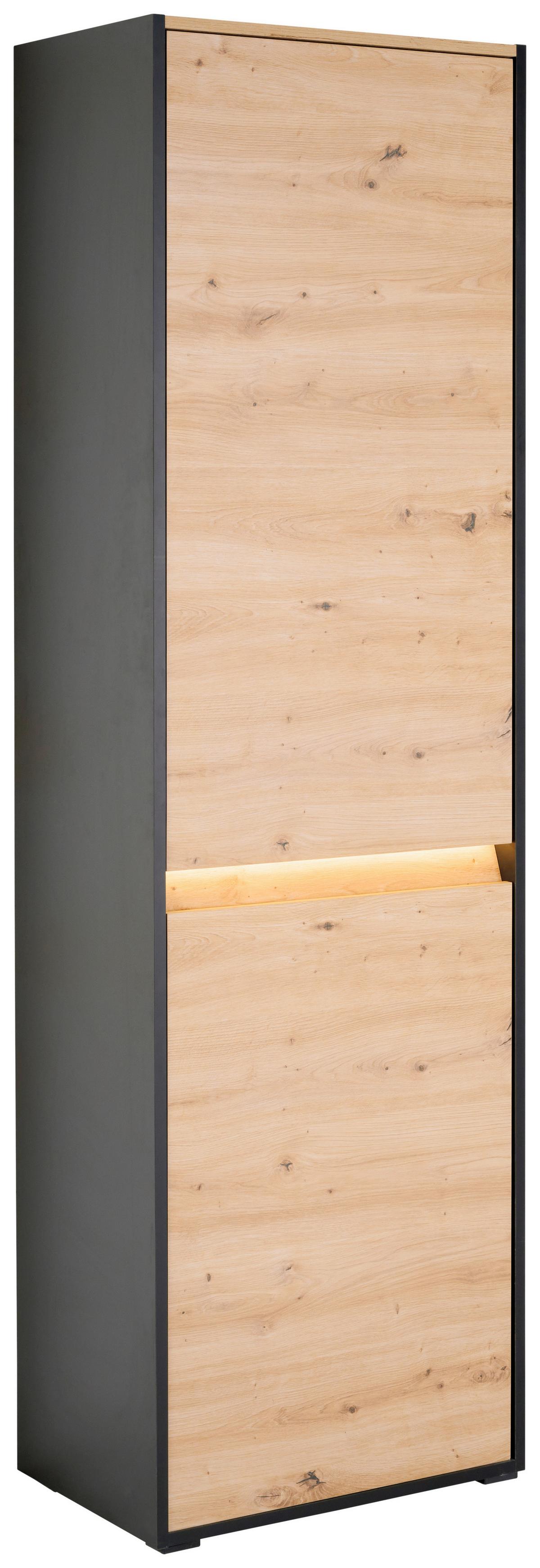 Dulap pentru hol Welcome - stejar Artisan/negru, Modern, material pe bază de lemn (60,4/200,7/38cm) - Modern Living