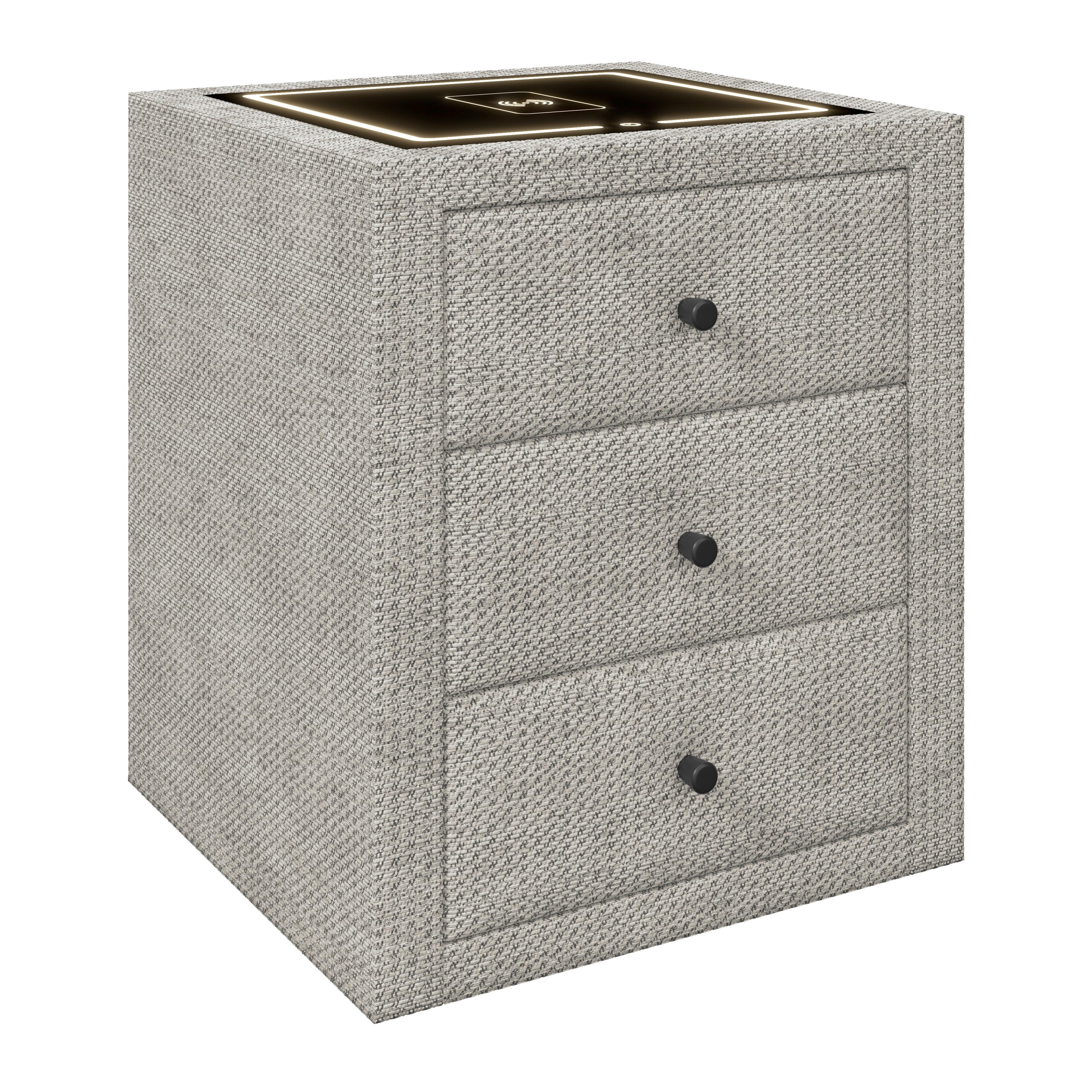 Noćni Stočić Brisbane Ii - crna/ecru, Trendi, staklo/tekstil (49,5/56,5/46cm) - Premium Living
